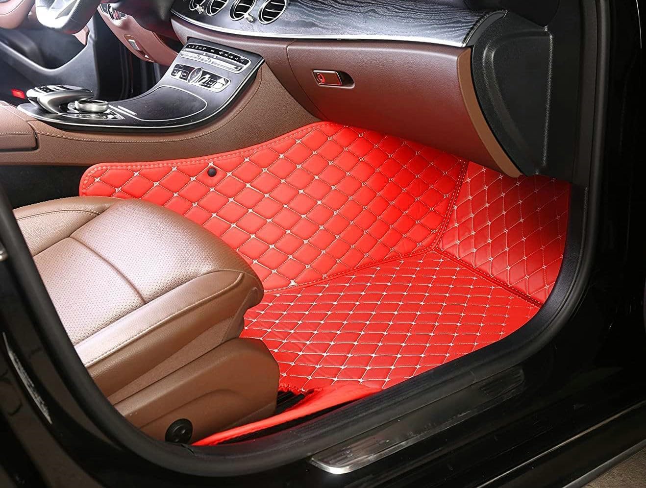 Custom Artificial Leather Waterproof All-Weather Car Floor Mats Fit for 99% Sedan SUV Sports Car Vehicle Car Mat (Green)