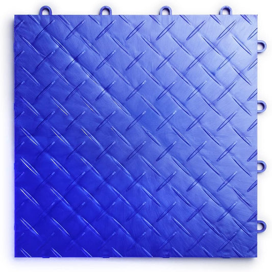 Big Floors RaceDeck Diamond Plate Design, Durable Interlocking Modular Garage Flooring Tile (Royal Blue, 24 Pack of 12 x 12" Tiles)