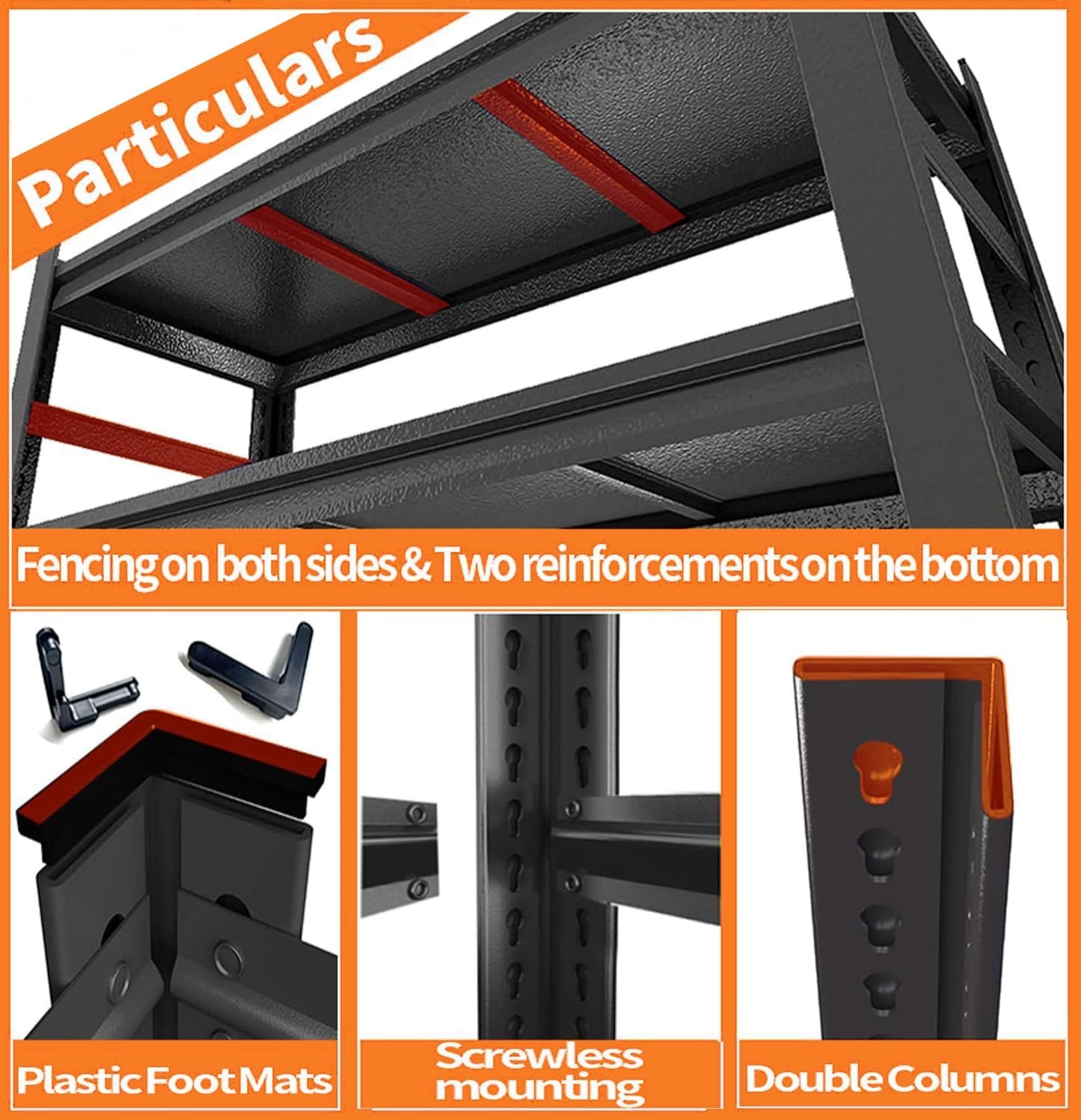 Garage Shelving Metal Storage Shelves 3500LBS Heavy Duty Shelf 5-Tier Adjustable Garage Shelving Units for Basement, Commercial, Warehouse, Industrial, Black