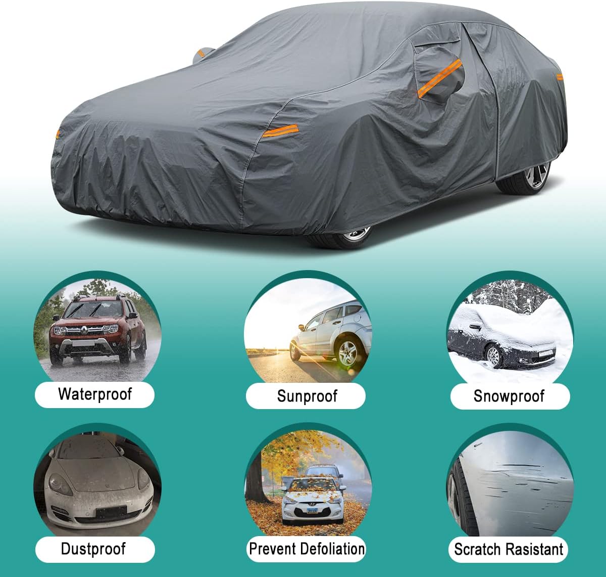 Premium Car Cover Custom Fit Toyota Camry/Solara (1991-2025), 16 Layers Heavy Duty Car Cover Waterproof All Weather with Zipper Door for Sun Rain Snow Dust Uv Protection