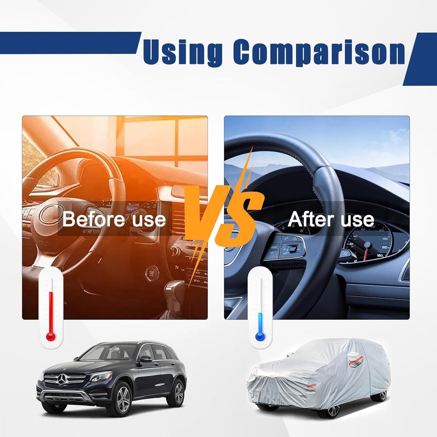 Kayme 6 Layers SUV Car Cover Custom Fit for Kia Sportage（1994-2025） Waterproof All Weather for Automobiles, Outdoor Full Cover Rain Sun UV Protection.Silver