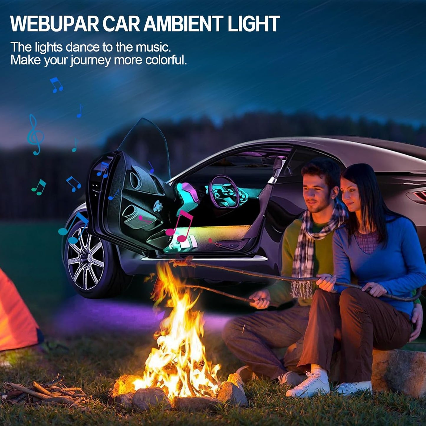 Dreamcolor Acrylic Interior Car Lights, WEBUPAR Car Accessories 2 in 1 Car LED Strip Lights with APP Control and 213 Modes, Car Center Console Fiber Optic Lights, RGB Neon Car Lighting