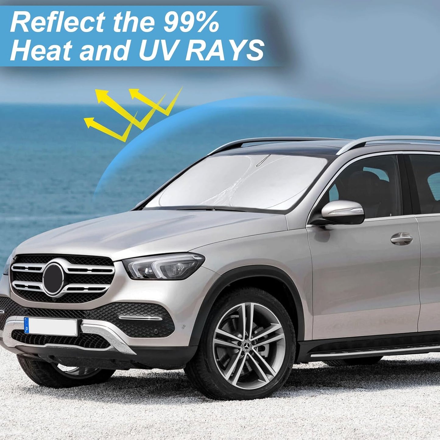 Sunshade Sun Shield for Mercedes-Benz C-Class W205 C250 C300 C400 SLK SLS CLA CLS CL-Class 2008-2023 2024 Window Shade Windshield Cover Sun Visor Protector Car Accessories Block UV Rays Heat