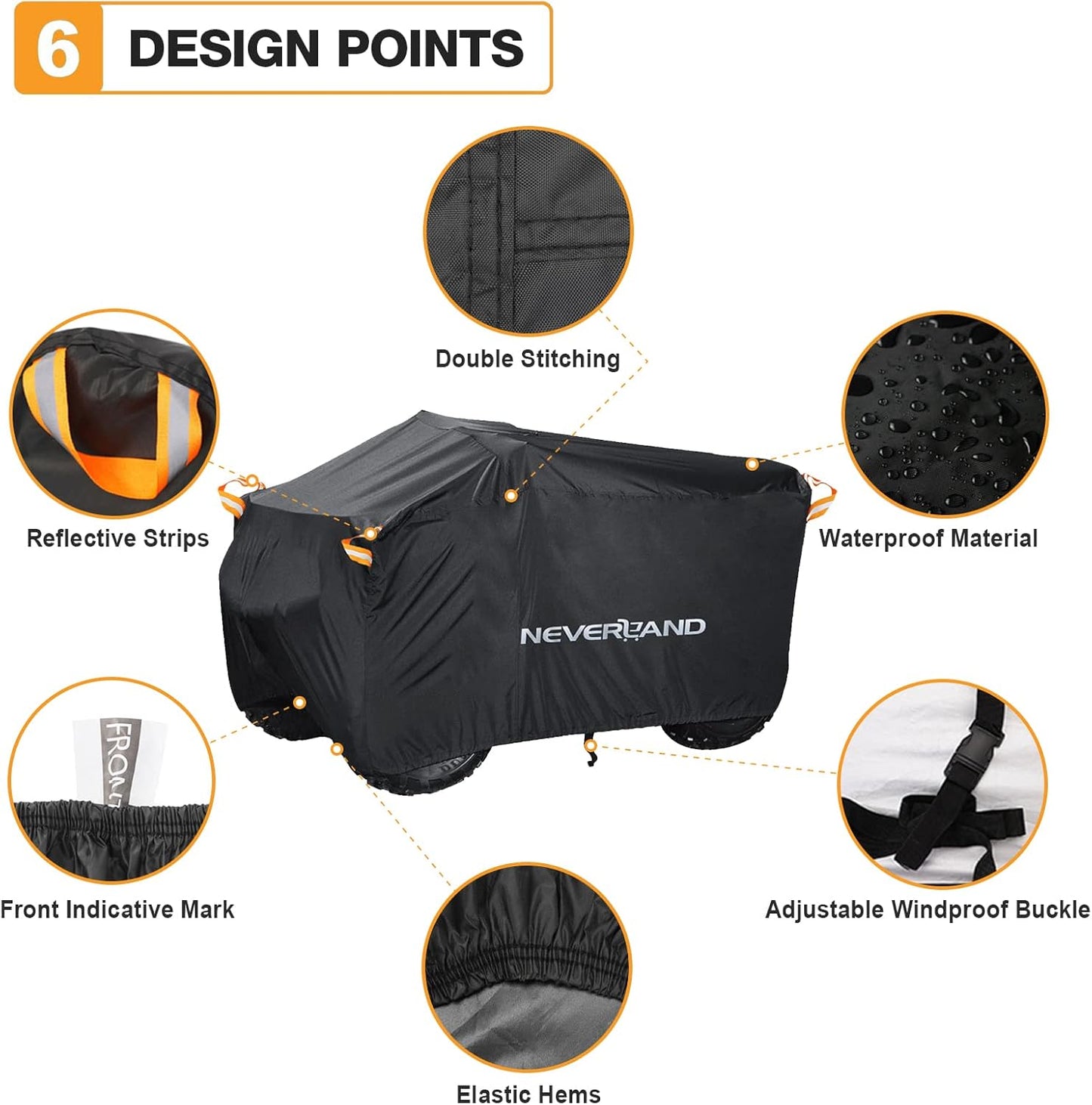 NEVERLAND ATV Cover Waterproof Heavy Duty 4 Wheeler Cover Quad Cover All Season Weather Proof Outdoor UV Protection for Polaris Yamaha Suzuki Honda (Black Large)