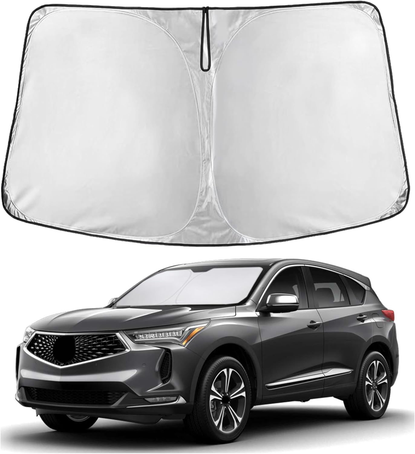 for Acura RDX 2019-2024 2025 Windshield Sunshade Compatible-EcoNour 240T Polyester Material Cars Sun Visor Reflector Blocks UV Rays - Foldable Sunshade Interior Protection Acura RDX Accessories