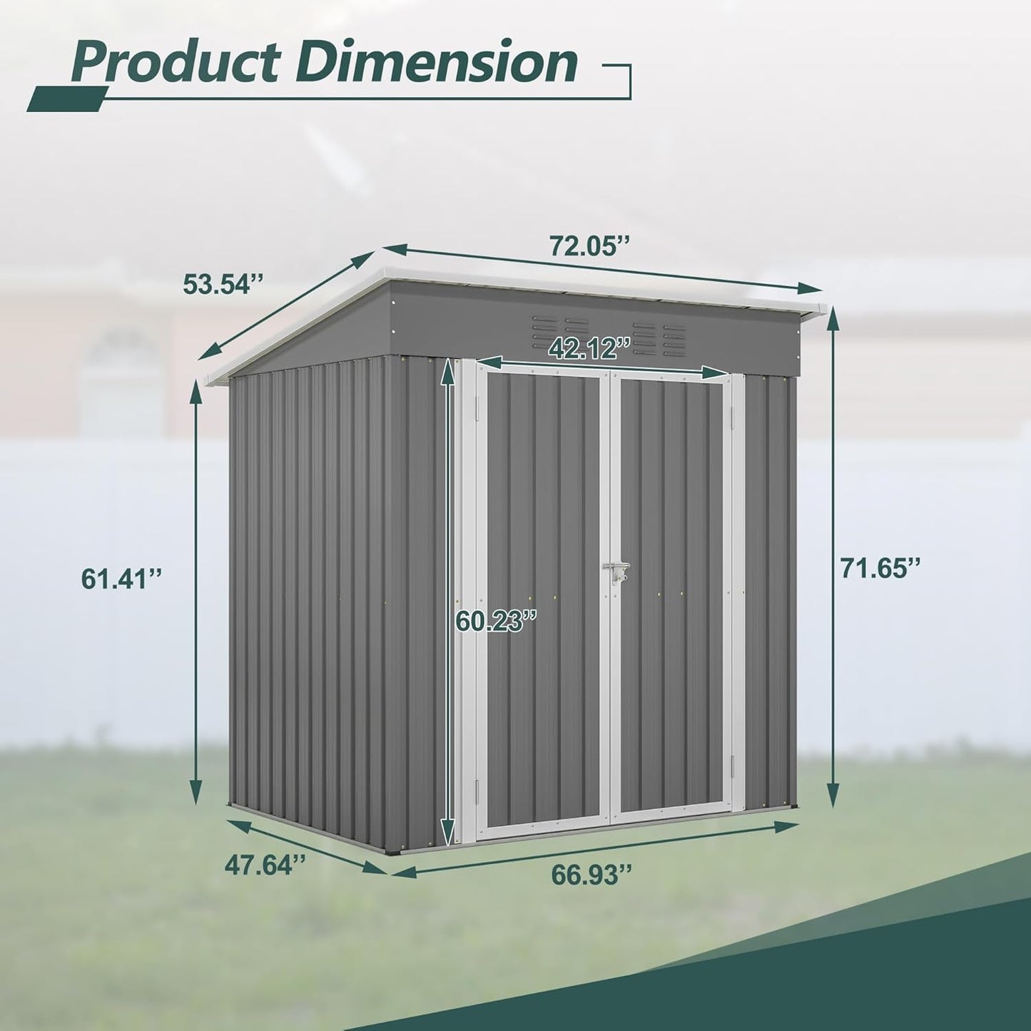 6x4 FT Outdoor Metal Storage Shed with Lockable Door & Floor Frame, Heavy-Duty Garden Tool Shed, Weatherproof Steel Utility Shed for Backyard, Patio, or Lawn Organization