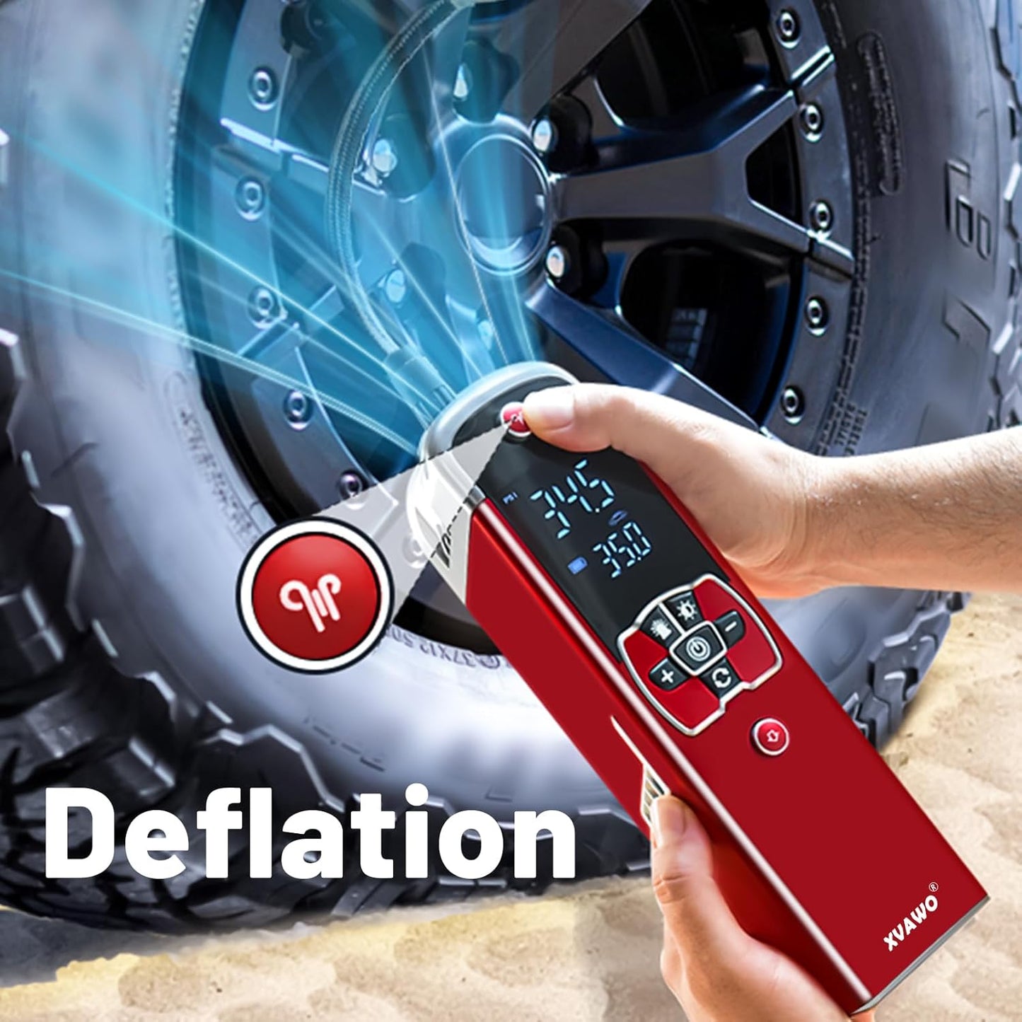 Tire Inflator Portable Air Compressor: Cordless Deflatable Air Pump for Car Tires - 150PSI Tire Pump with Pressure Gauge for Car Bike Motorcycle
