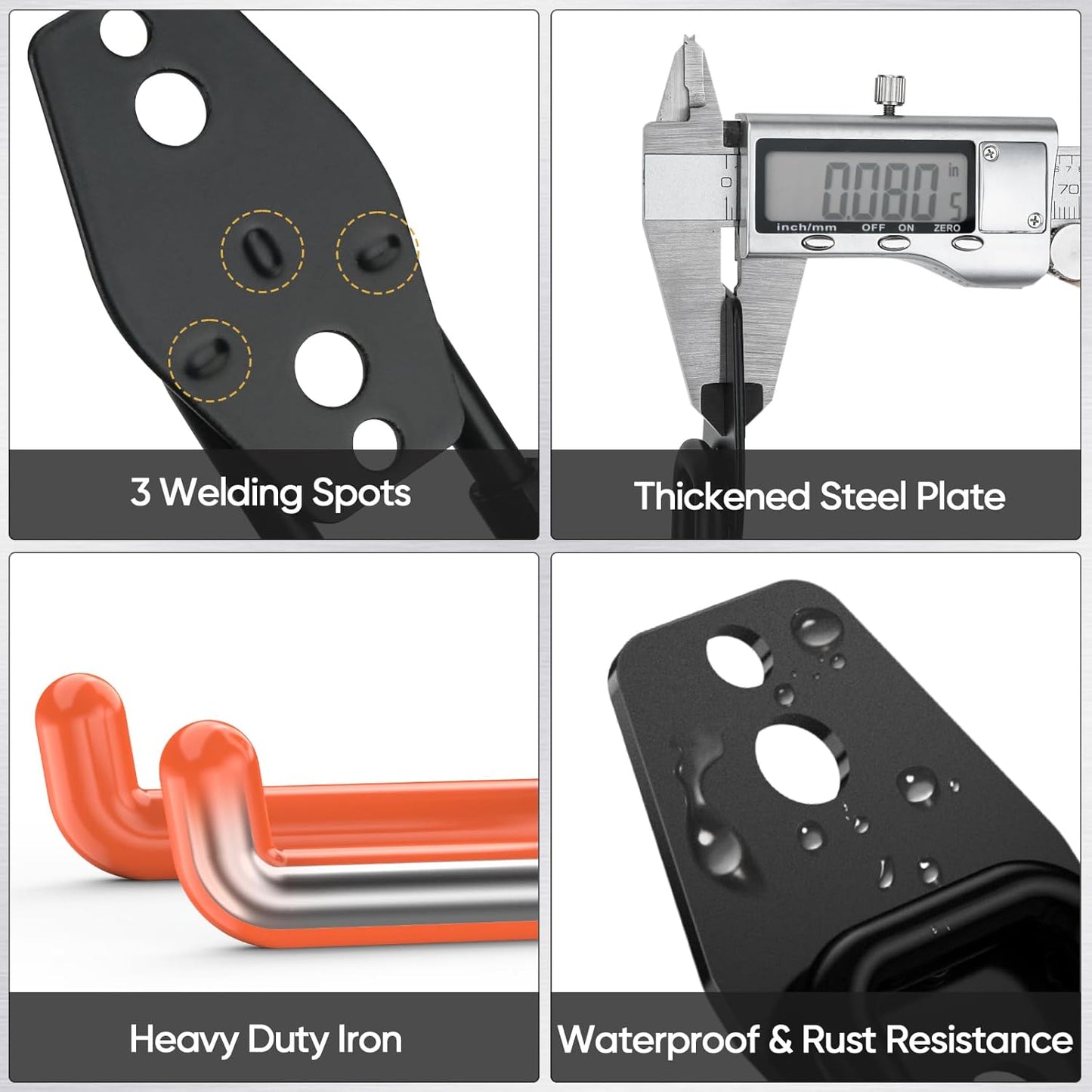 TICONN 12 Pack Heavy Duty Garage Hooks, Steel Utility Wall Storage Hooks, Wall Mount Hanger Organizer for Ladders, Bikes, Tools, Bulky Items (Set, Yellow)