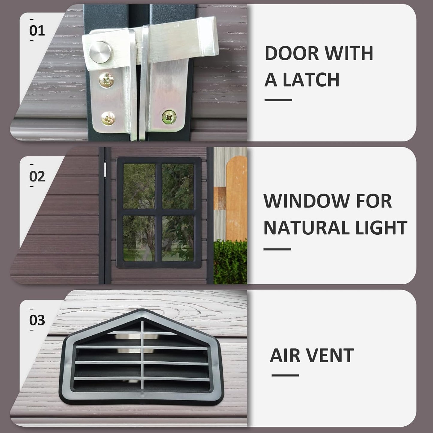 8x6 FT Outdoor Storage Shed with Floor,Waterproof Resin Plastic Bike Shed with Vents & Windows, Lockable Door, Garden Tool Shed Easy to Assembly for Lawn, Backyard, Patio, Brown