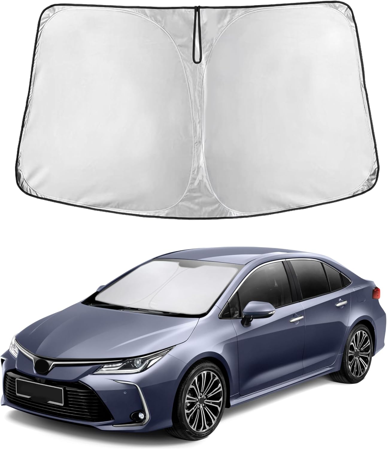 for Toyota Corolla 2014-2019 Windshield Sunshade Compatible - EcoNour 240T Polyester Material Cars Sun Visor Reflector Blocks UV Rays - Foldable Sunshade Interior Protection Corolla Accessories