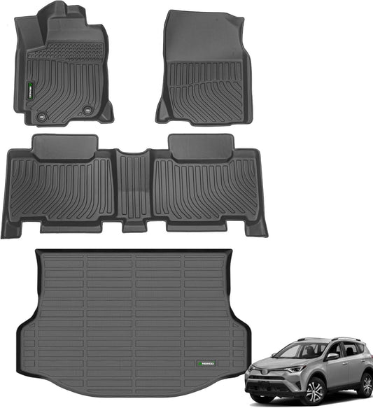 ANBINGO® Floor Mats & Cargo Liner for RAV4 2013-2018 (Not for Hybrid or Prime) Custom Fit LE | SE | XLE | Limited | Platinum | Adventure, AWD/FWD Full Set Accessories - Black