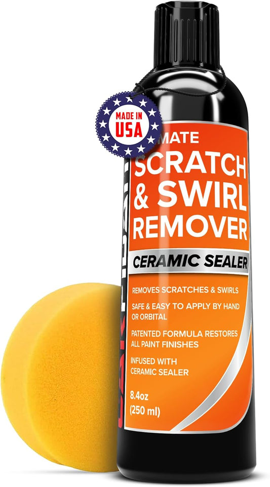 Carfidant Scratch and Swirl Remover - Car Scratch Remover for Vehicles Paint - Polishing Compound for Cars - Universal Repair Car Paint - 8.4 fl. Oz with Buffer Pad