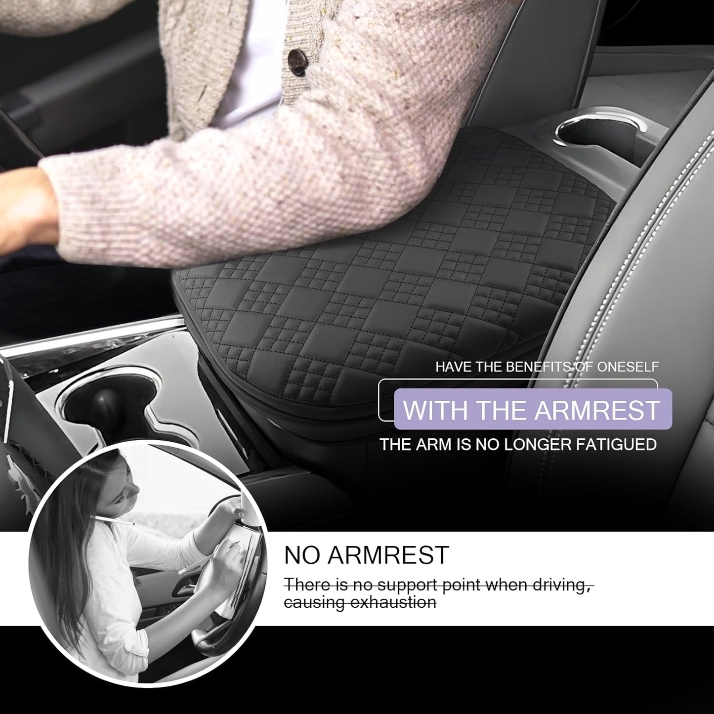 LUWU 2025 Suburban Tahoe Center Console Cover Compatible with 2025 Chevrolet Suburban Tahoe Accessories 2025 Chevy Suburban Tahoe Armrest Cover Armrest Console Cover (Thick Black)