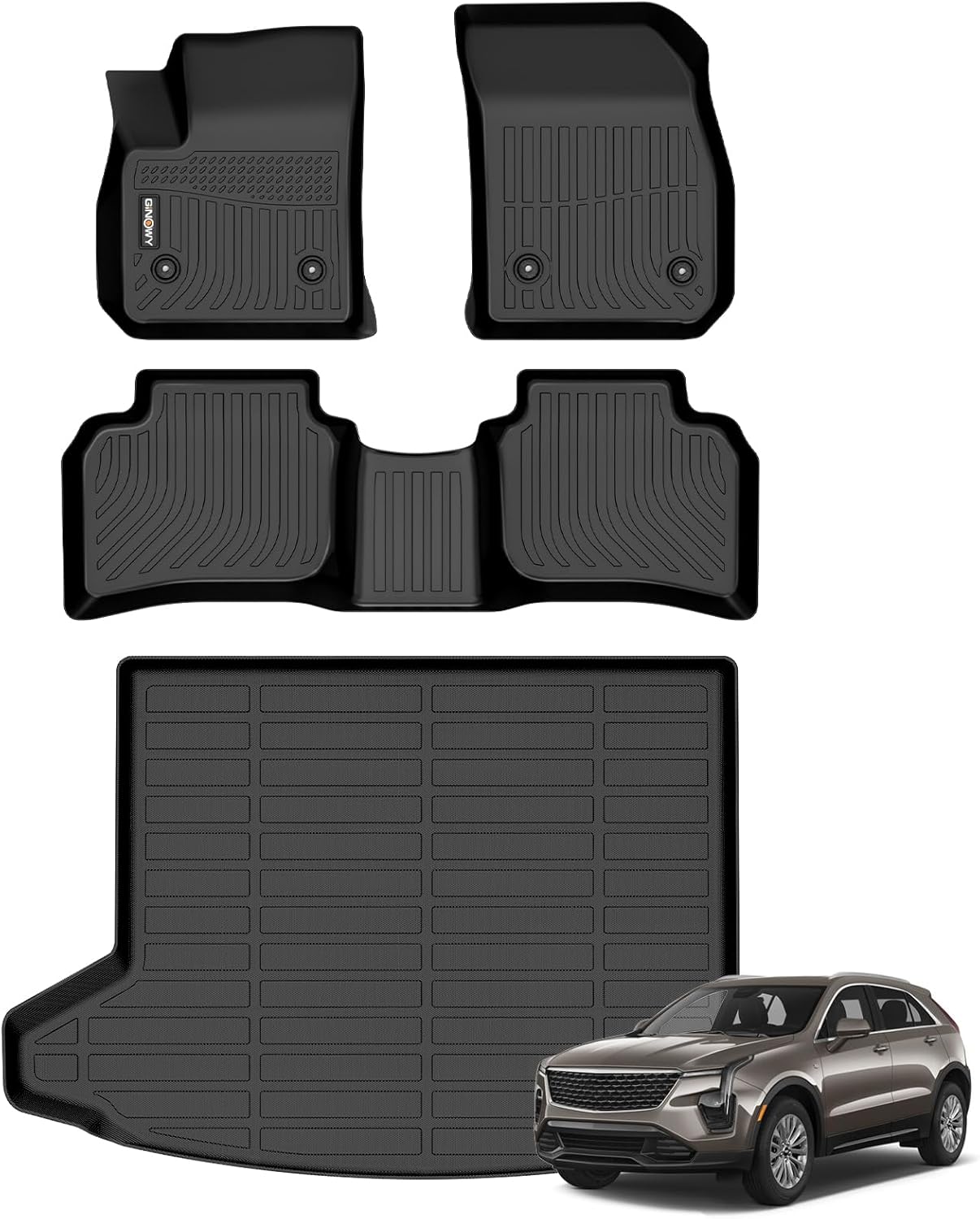 GINOWY-Floor Mats & Cargo Liner for Cadillac XT4 2019-2025丨TPE All Weather Car Floor for Cadillac XT4丨XT4 Car Mats, XT4 Cargo Mat Trunk Mat for Cadillac XT4 Car Accessories