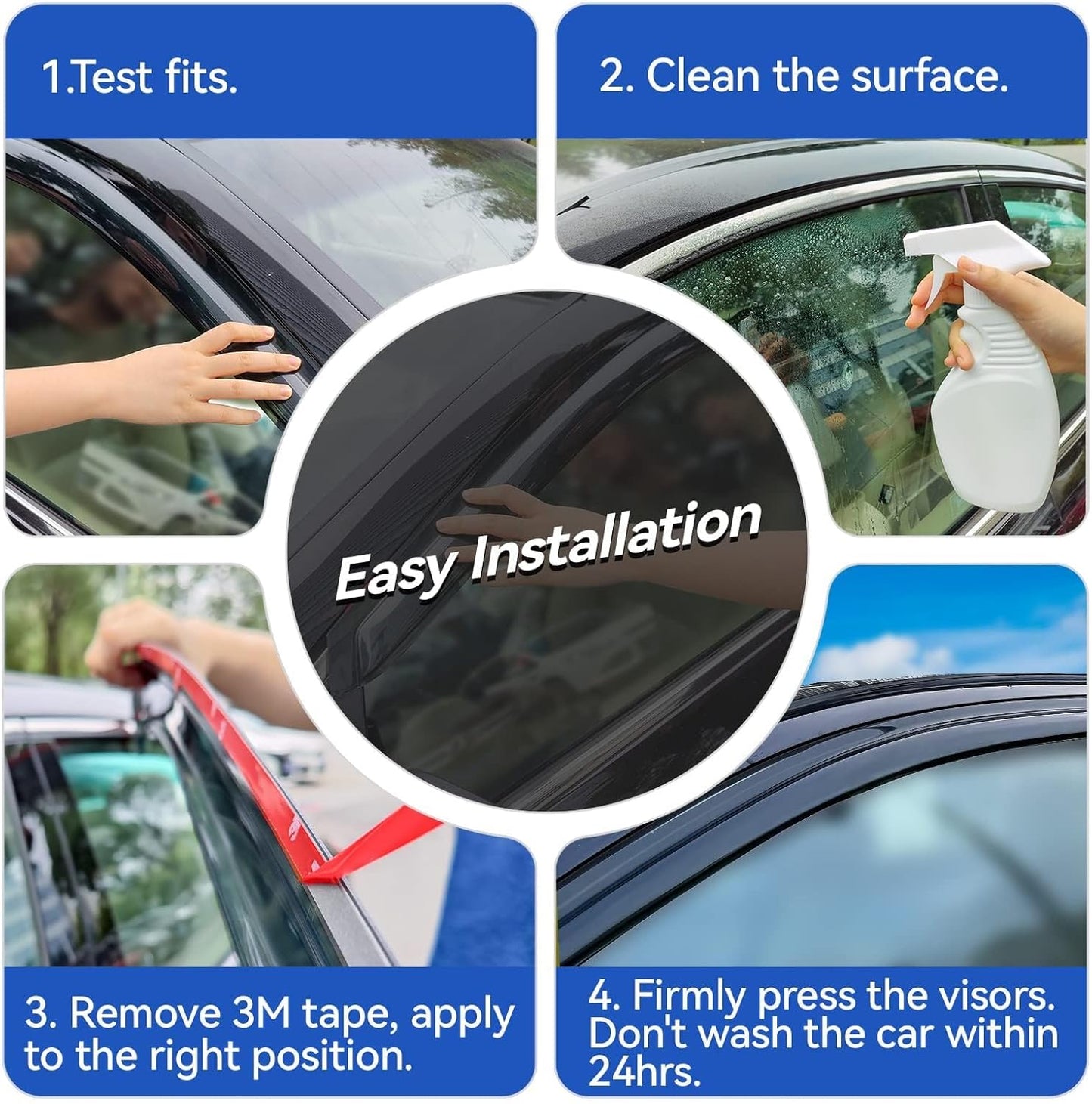 Window Visors Rain Guards for 1997-2017 Ford Expedition, Out-Channel Window Vent Wind Deflectors Visors Shades for 2007-2017 Expedition XL, 1998-2017 Lincoln Navigator