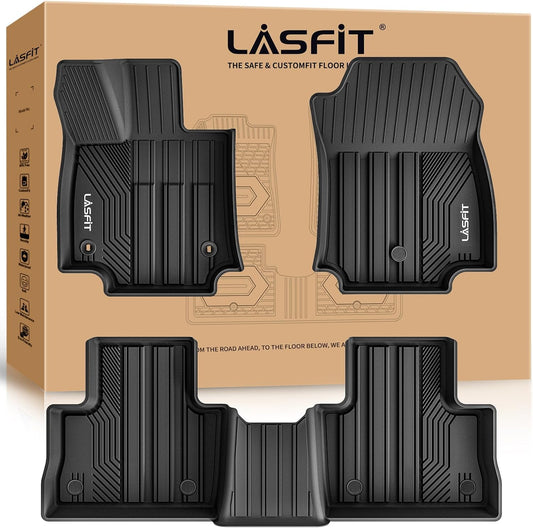 LASFIT Floor Mats for Toyota RAV4 2019-2024 2025(Not Fit Hybrid) All Weather Mats for Toyota RAV 4 LE/XLE/Limited/TRD/Adventure TPE Custom Fit Floor Liner Front and Rear 2 Row Car Mats, Black