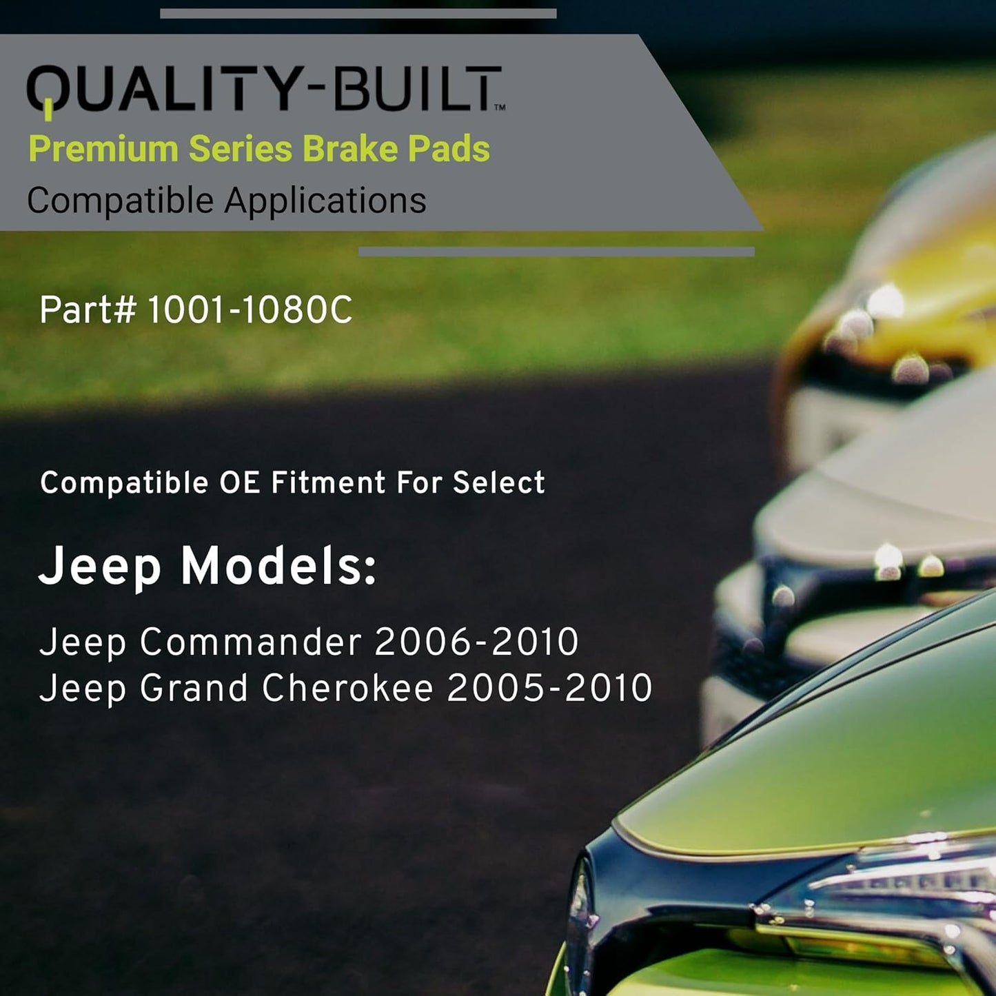 Premium Ceramic Front Brake Pads (1001-1080C) Compatible with Jeep Commander 2006-2010, Jeep Grand Cherokee 2005-2010