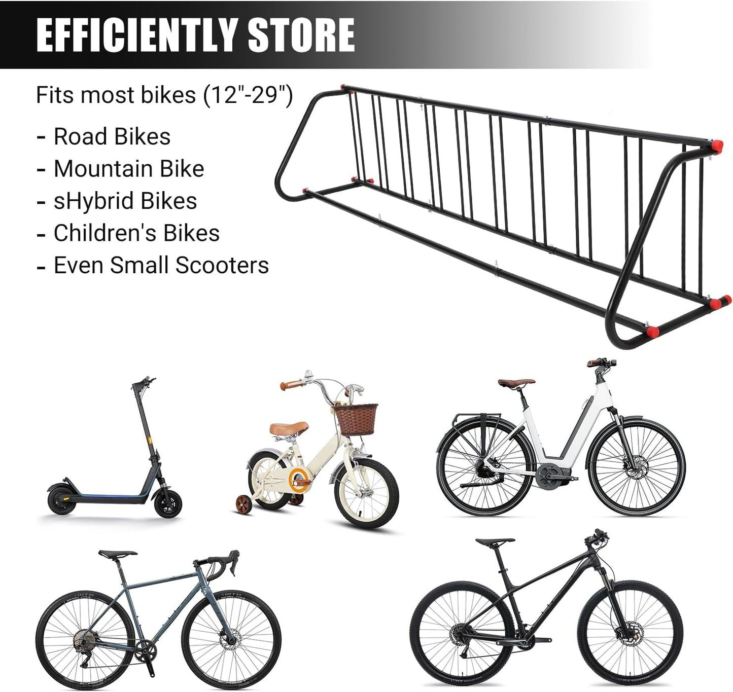 Commercial Grid Bike Rack for 10 Bikes - Heavy Duty Metal Bike Stand Floor, Outdoor Bicycle Parking Rack for Garage, Retail, School, Backyard, Bike Shop (Single Side)