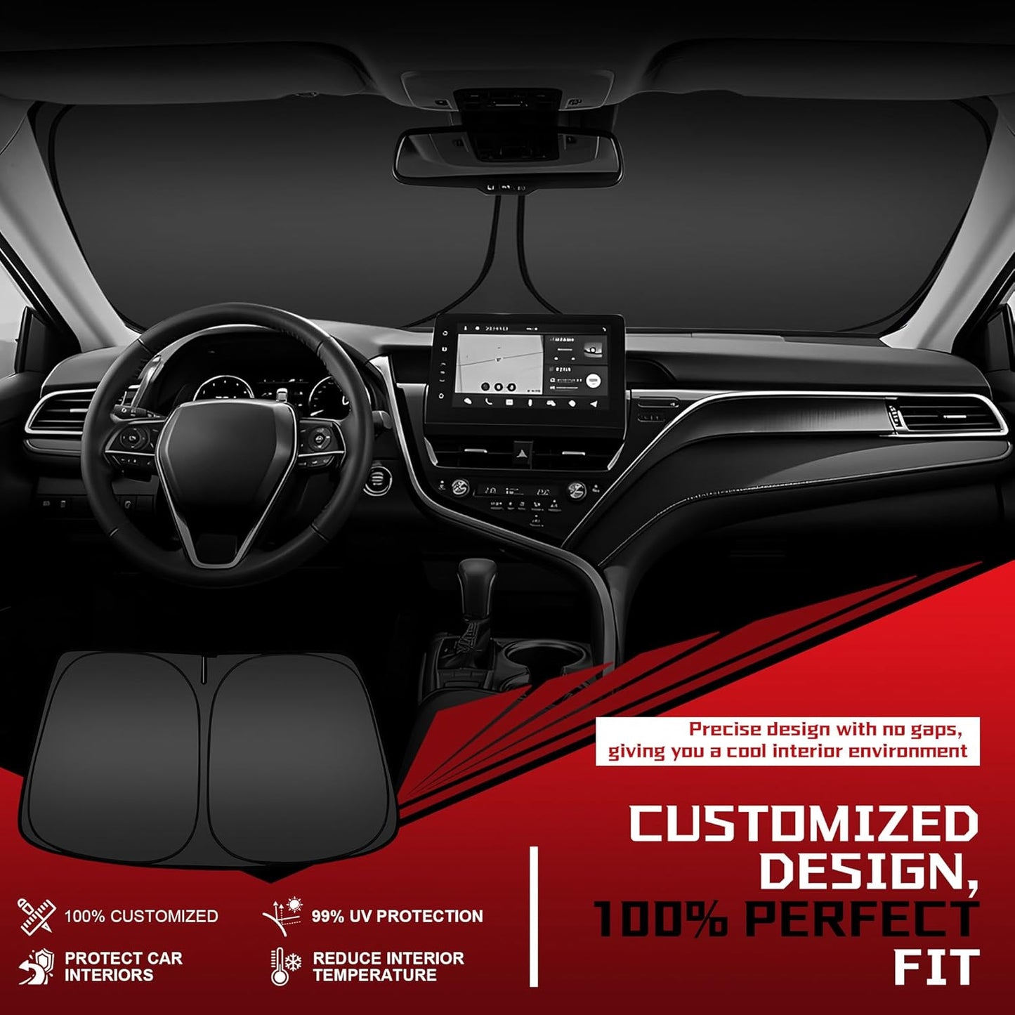 Windshield Sun Shade for 2020-2025 Kia Soul Foldable Sun Sunshade for Car Front Window Blocks UV Rays and Heat Automotive Interior Protector Custom Fit Accessories