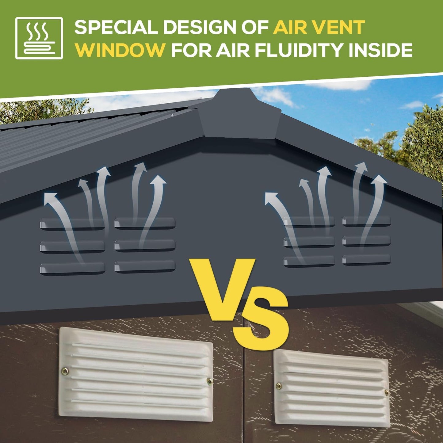 AECOJOY 12' x 14' Outdoor Storage Shed with Sliding Door, Outdoor Sheds & Outdoor Storage Clearance Backyard Shed Storage Cabinet, Large 14x12 Metal Storage Tool Shed