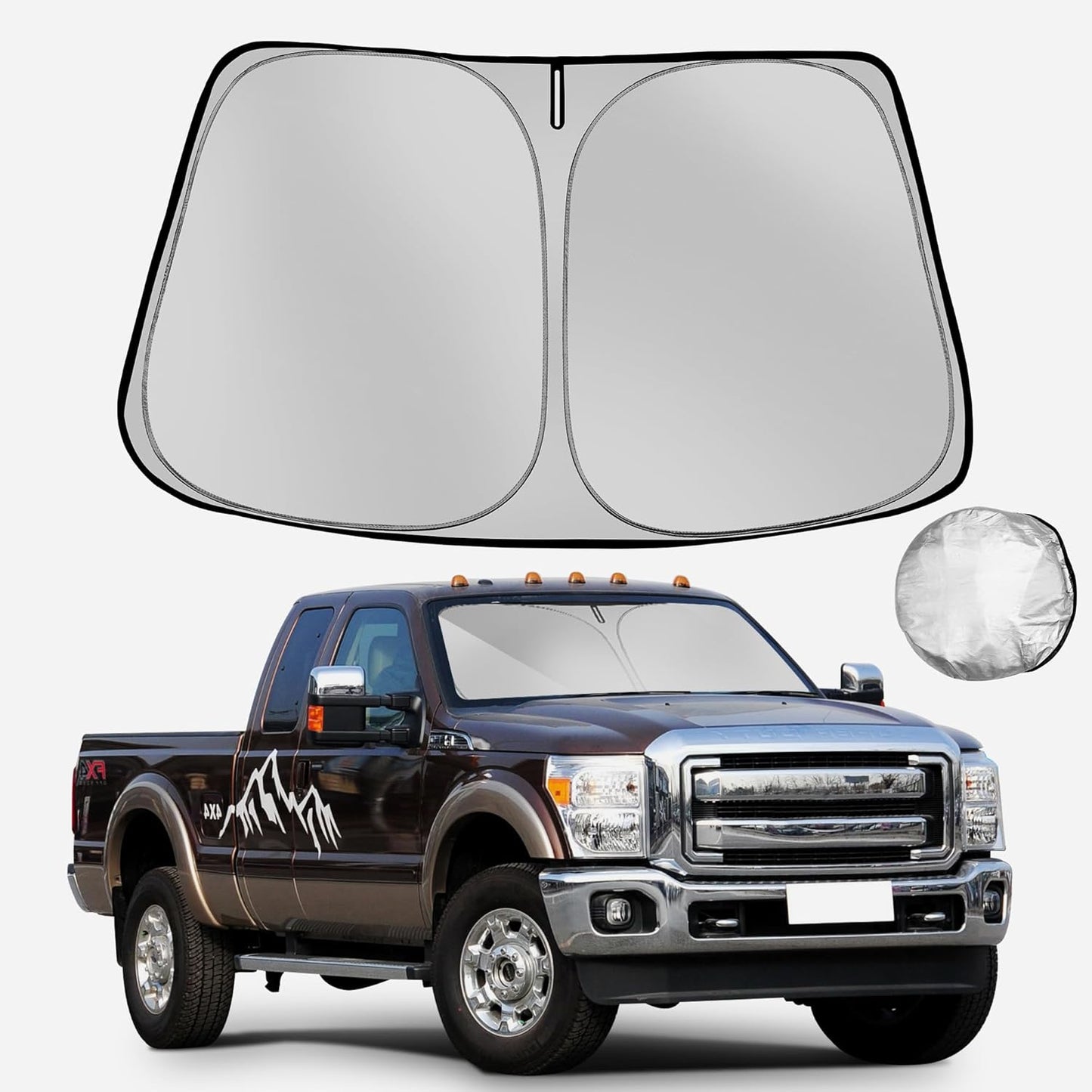 Windshield Sun Shade for 2017-2022 Ford F250 F350 F450 F550 Super Duty Foldable Sun Sunshade for Car Front Window Blocks UV Rays and Heat Automotive Interior Protector Custom Fit Accessories