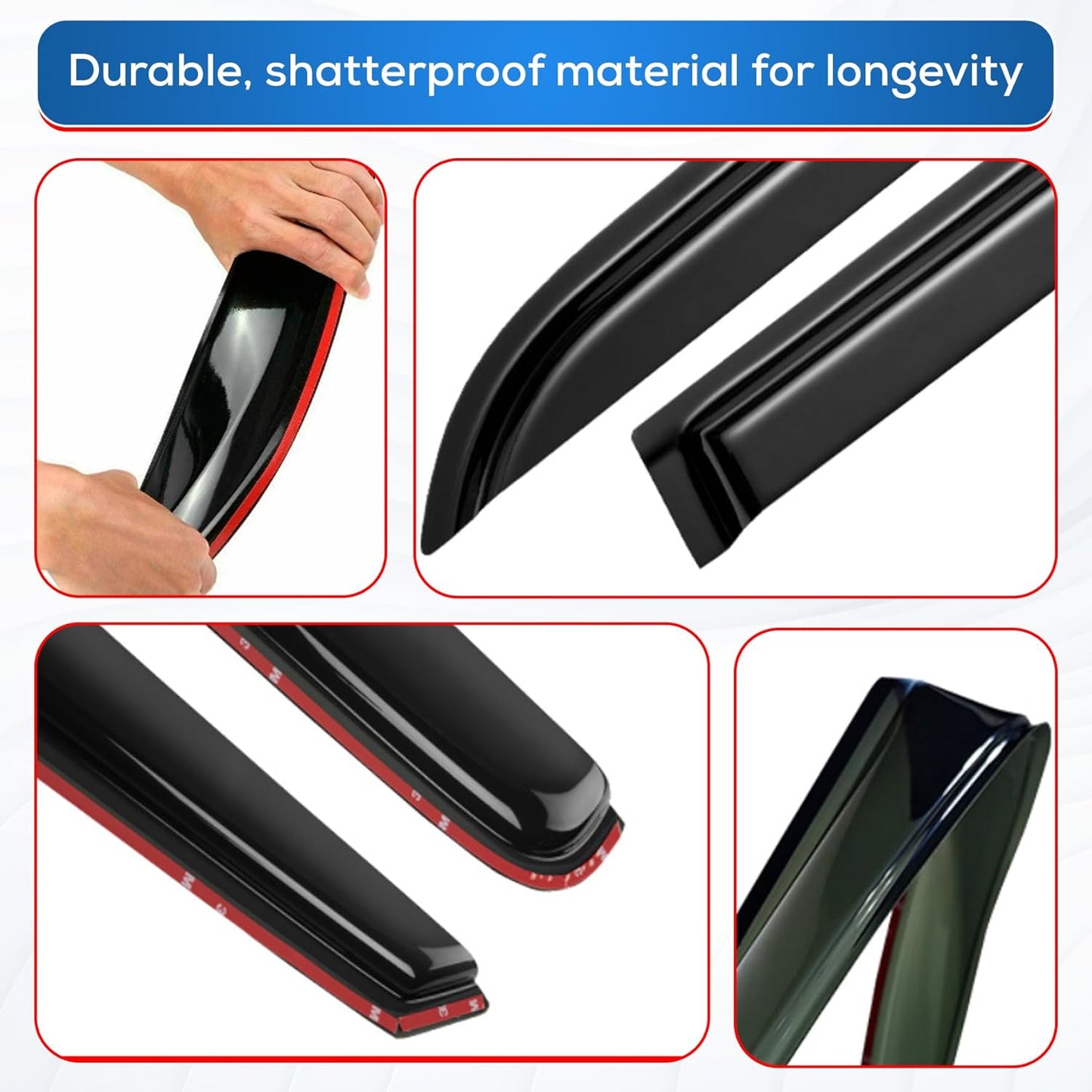 KPY Window Visor Compatible with Honda Ridgeline 2006-2014, 4PC Rain Guard Side Window Vent Deflectors in-Channel Style, 2006 2007 2008 2009 2010 2011 2012 2013 2014