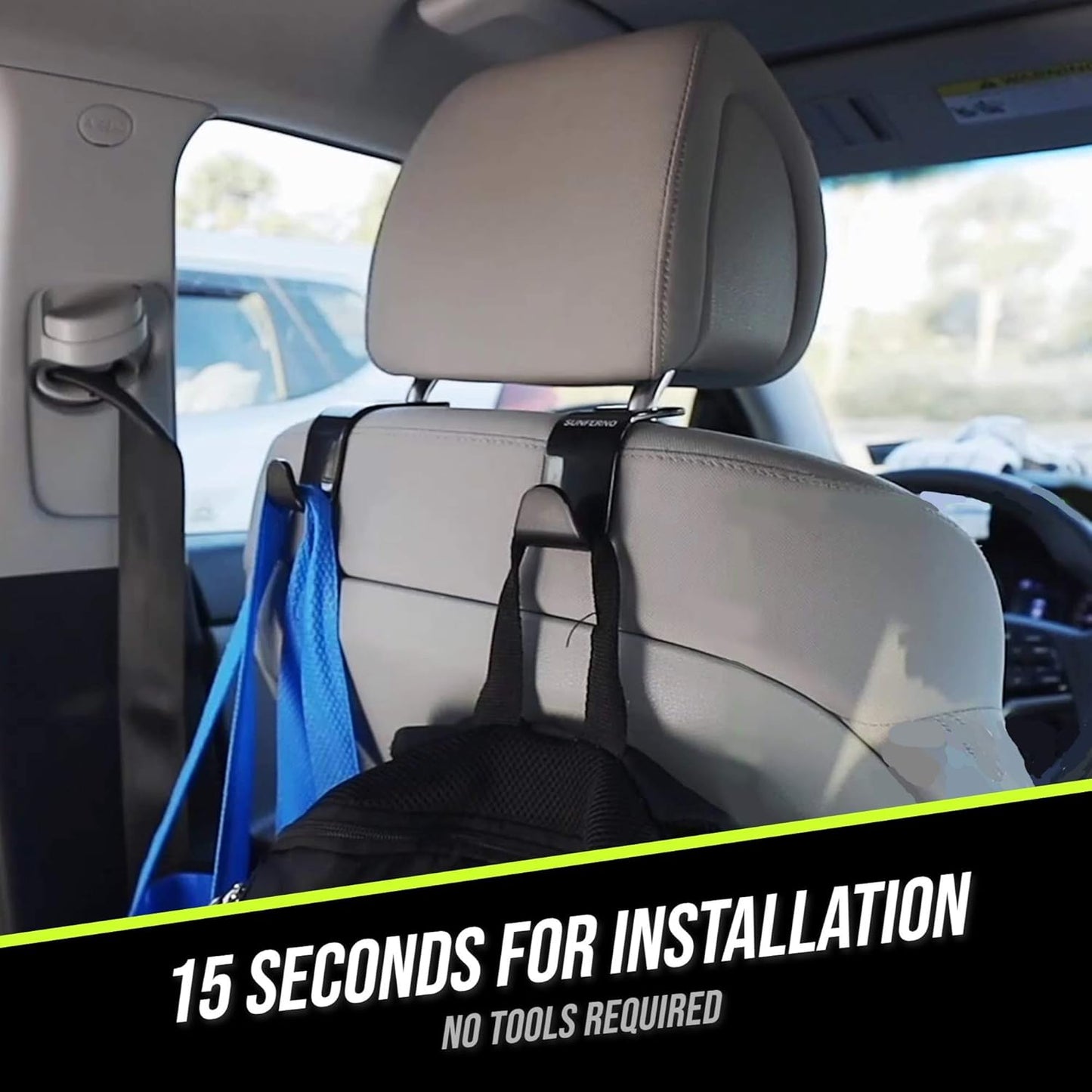 Car Hooks – Durable Headrest Hooks for Car | Car Purse Hook Holds Bags, Groceries & Essentials | Purse Hooks for Car That Don't Slip | Must-Have Car Hanging Accessories – 4-Pack, Easy Install