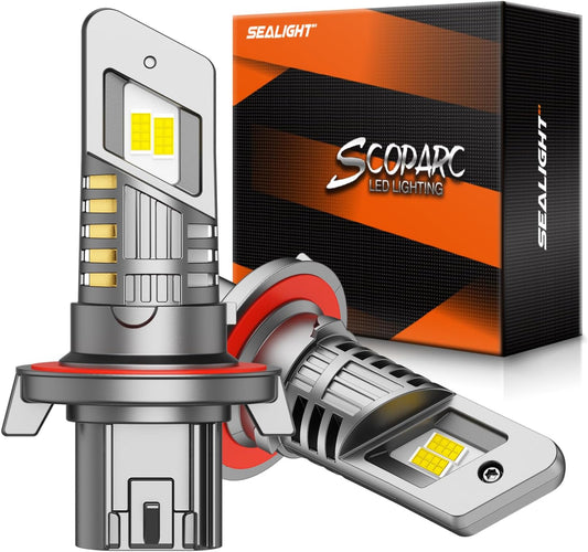 SEALIGHT H13 Bulb compatible 9008, 30000LM 6500K White Light, 1:1 Design with Cooling Fan, 60000+ Hours Lifspan Plug and Play, 2 Pack