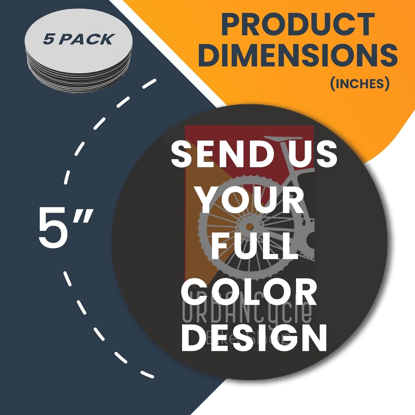 Magnet Me Up Customizable 30 Mil Round Magnet- 5”, 5 PK Weatherproof Car Magnet for Businesses, Sports Teams, Fundraisers & Personal Expression- Custom Text & Logo- Strong Magnetic Vinyl for Vehicles