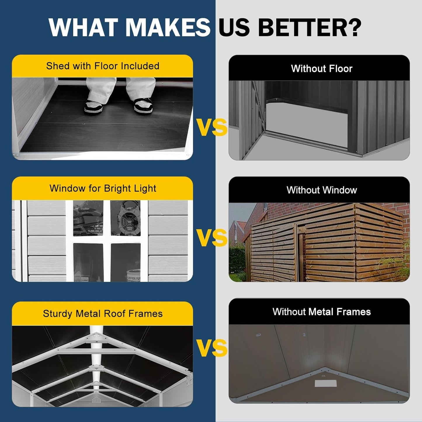 Restland 8x6 FT Resin Storage Shed with Floor, Waterproof Outdoor Plastic Sheds with Window for Backyard Garden Patio Lawn Tools, Gray