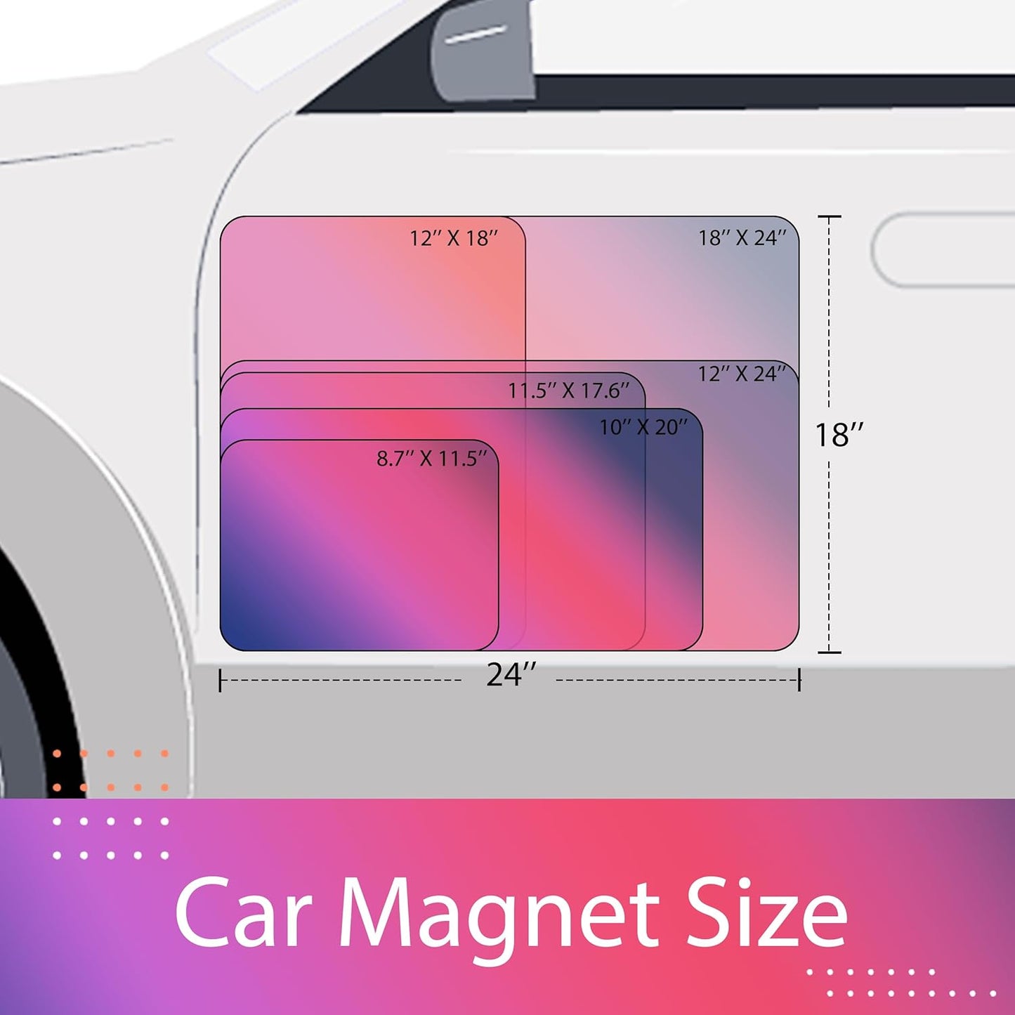 Custom Car Magnet for Business 2 Pack | Personalized Logo, Text, and Image Reflective Magnetic Signs for Vehicles | Effective Advertising Signs | Various Size | Weather-Resistant - 24x36in