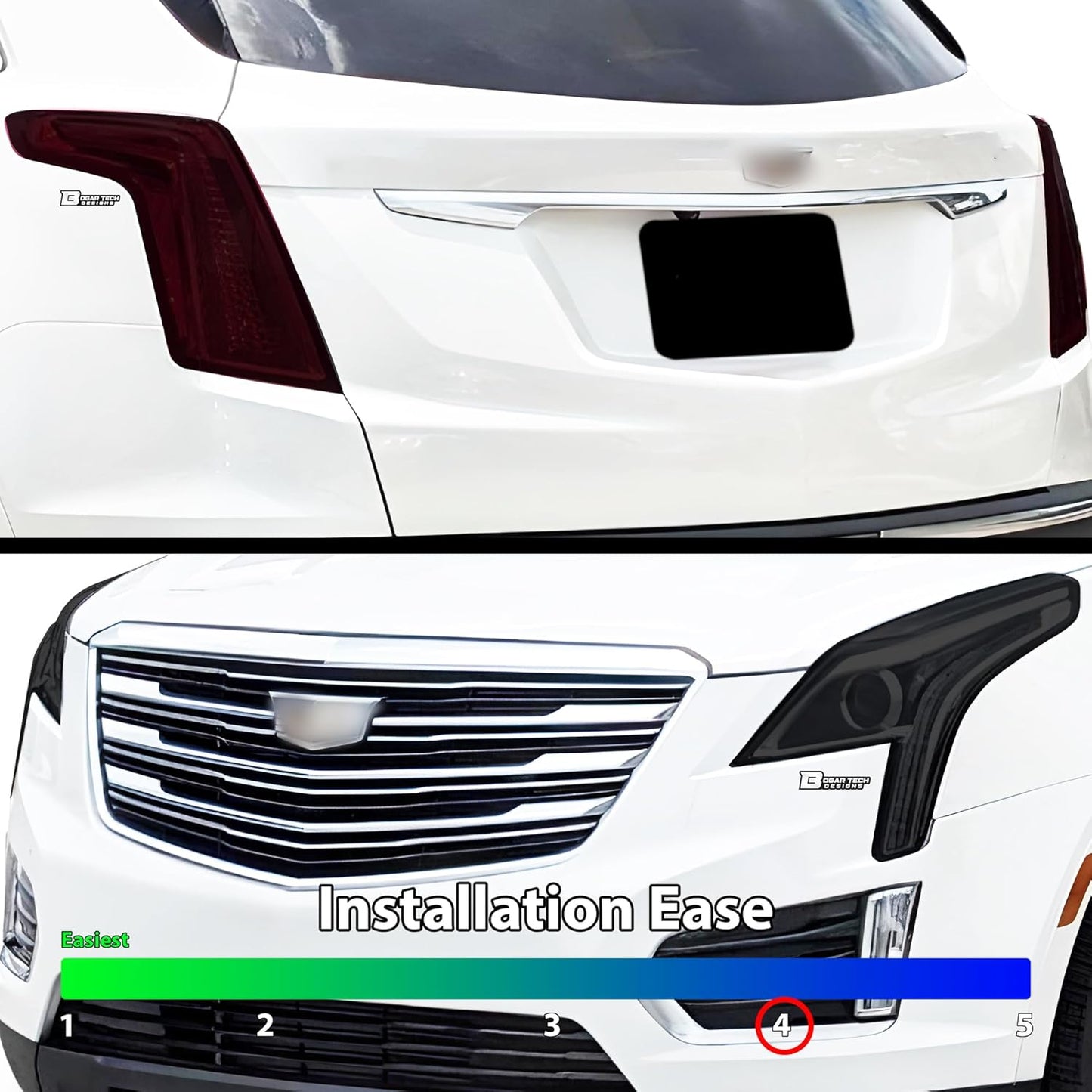 BOGAR TECH DESIGNS Full Headlight Taillight Tint Kit Compatible with Cadillac XT5 2017-2025, Dark Smoke