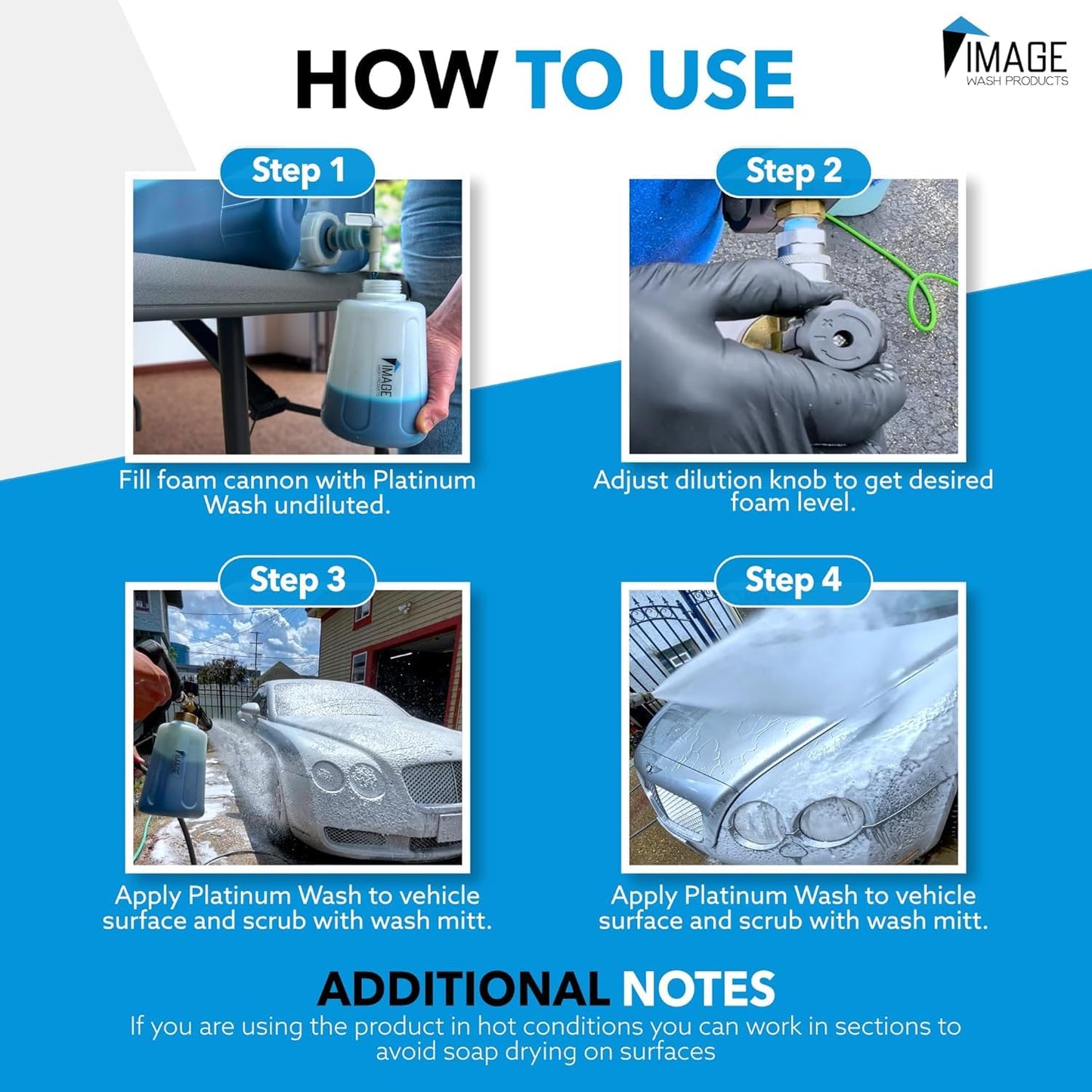 Image Wash Products - (5-Gallon Platinum Wash Car Soap – Car Wash Foam Soap for Foam Cannon & Pressure Washer | High Gloss RV/Truck Wash Soap | Bubble Gum Scent, Detailer Grade Car Soap