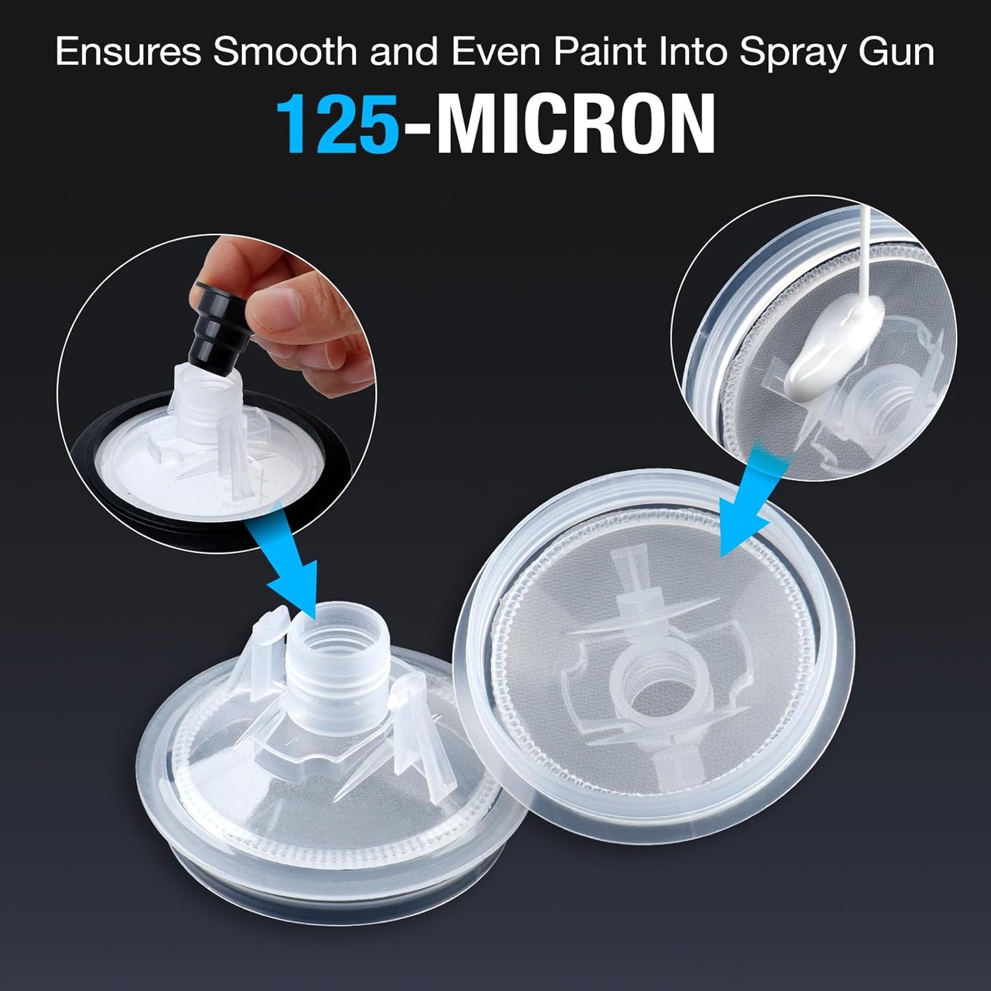 Disposable Paint Cups 6 Ounce(165ml), Mini Paint Mixing Cups with Lid and 30 Pack Paint Cup for Automotive Spray Gun, 125-Micron Filter, 2 Hard Cup with Retainer Ring, 20 Plugs, 1 Stirrer, 1 Seal Tape