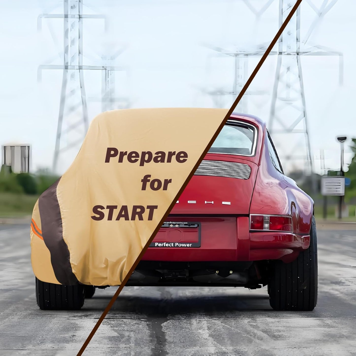 RAV4 Car Cover Waterproof All Weather Compatible with Toyota RAV4(2006-2024), Outdoor Anti-UV Sun Rain Protection Full Exterior Cover (Camel with Brown)