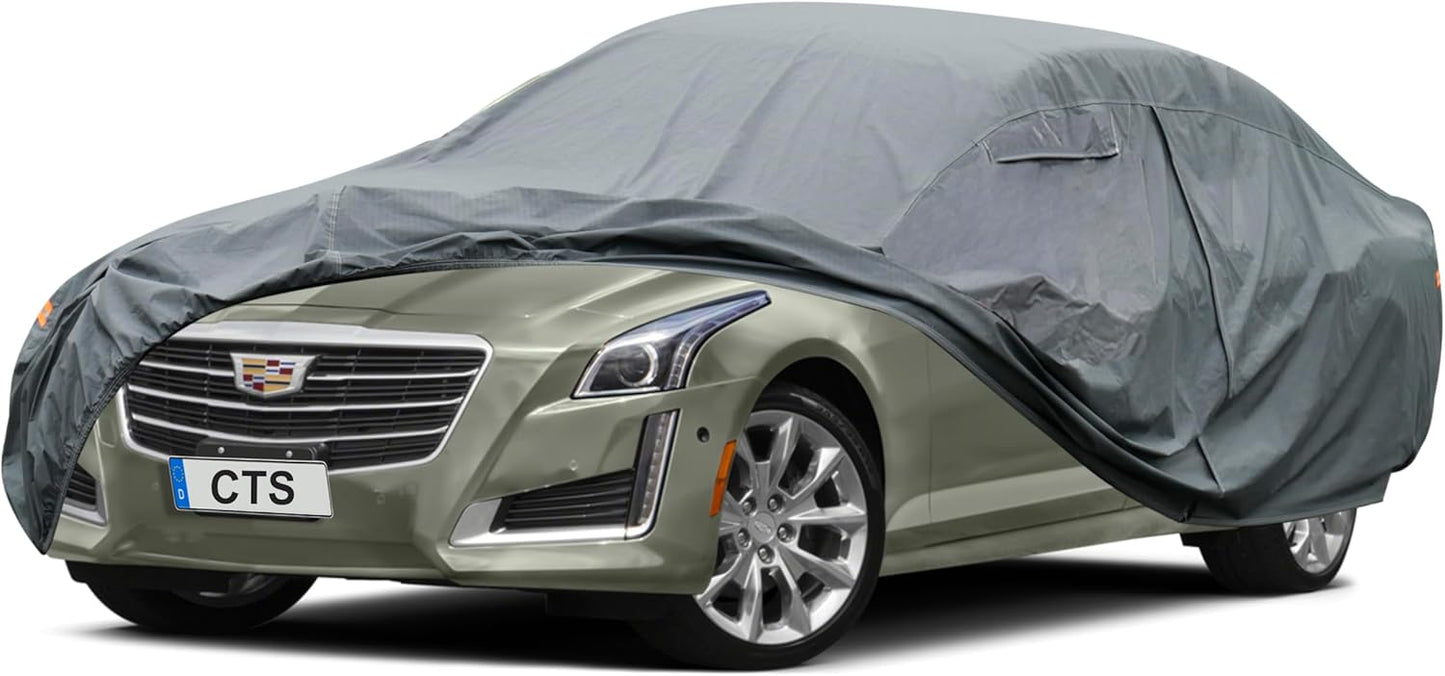 Premium Car Cover Custom Fit Cadillac CTS/CTS-V (2003-2019), 16 Layers Heavy Duty Car Cover Waterproof All Weather with Zipper Door for Sun Rain Snow Dust Uv Protection