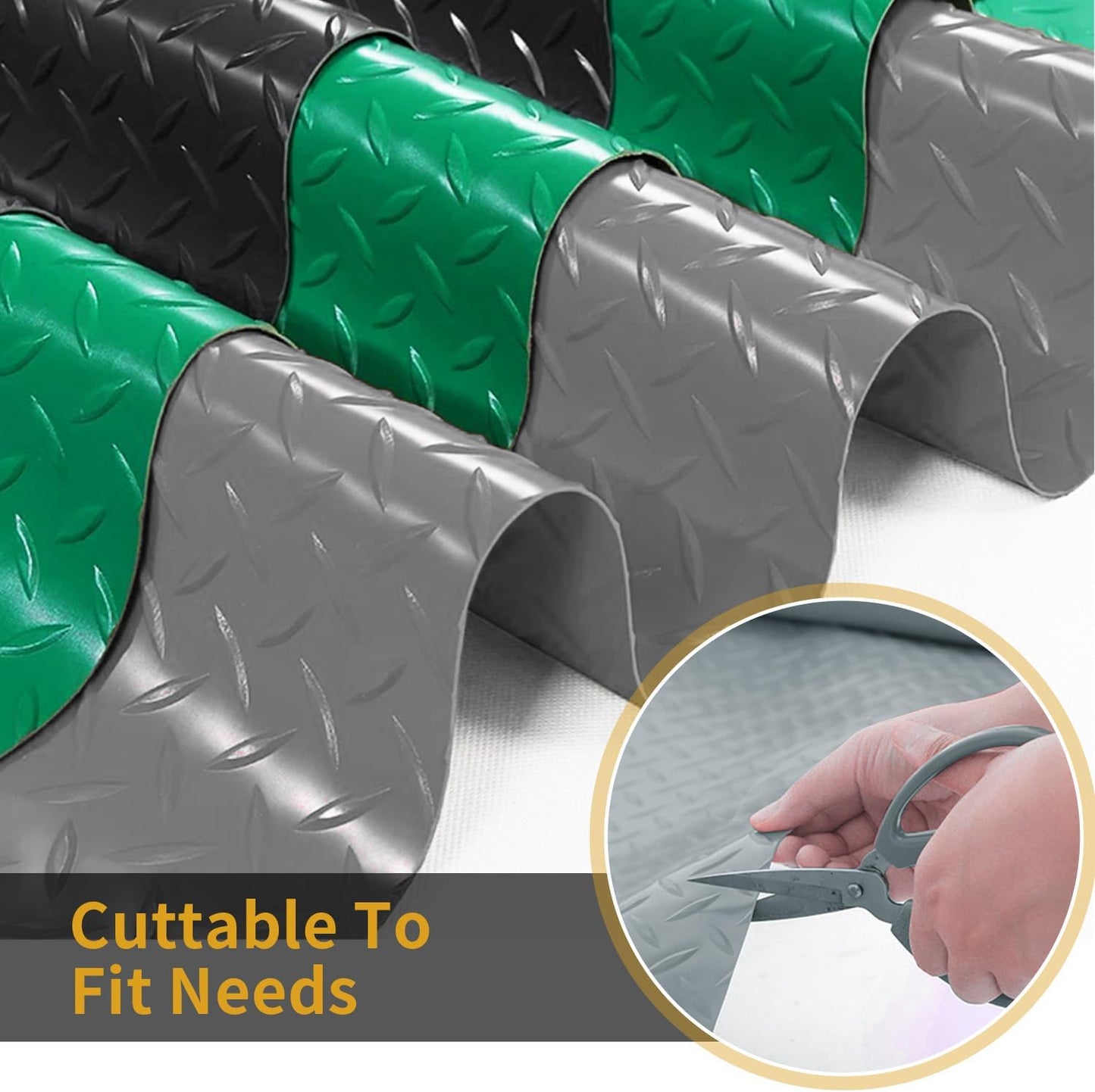 Premium Garage Floor Mat, Commercial Grade Heavy Duty Parking Mat for Garage Floor, Golf Cart Parking, Water/Stain Resistant Floor Runner (Grey Diamond, 4 x 10 Feet)