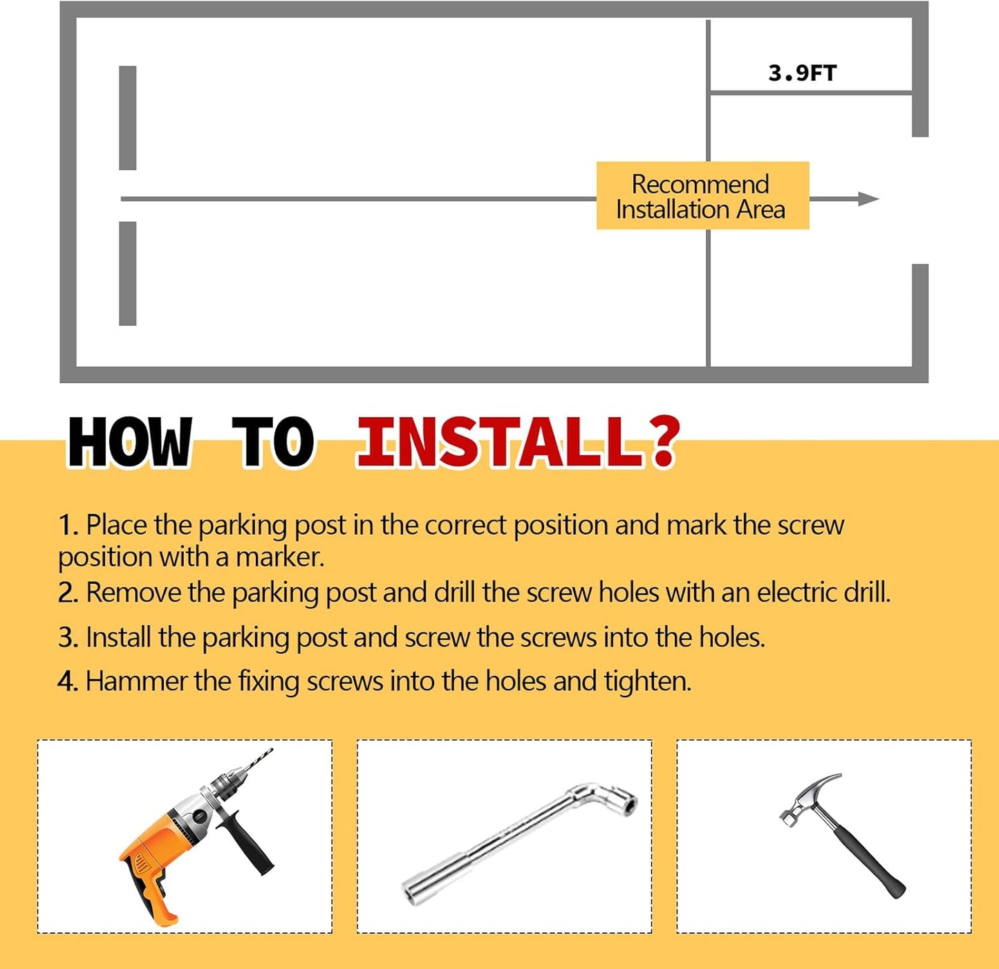 Zonon 1 Pcs Spring Parking Post Folding Heavy Metal Parking Barrier Lock Obstacle Pile with Warning Stripes Interceptor Bollard for Traffic-Sensitive Area Garage