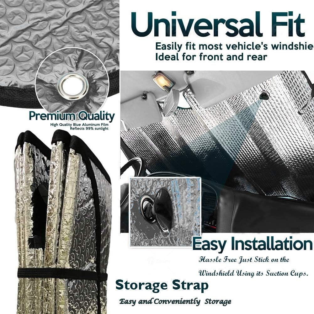 Big Ant Car Windshield Sunshade UV Ray Reflector Auto Window Sun Shade Visor Shield Cover, Keeps Vehicle Cool- Sliver (55" x 27.5")