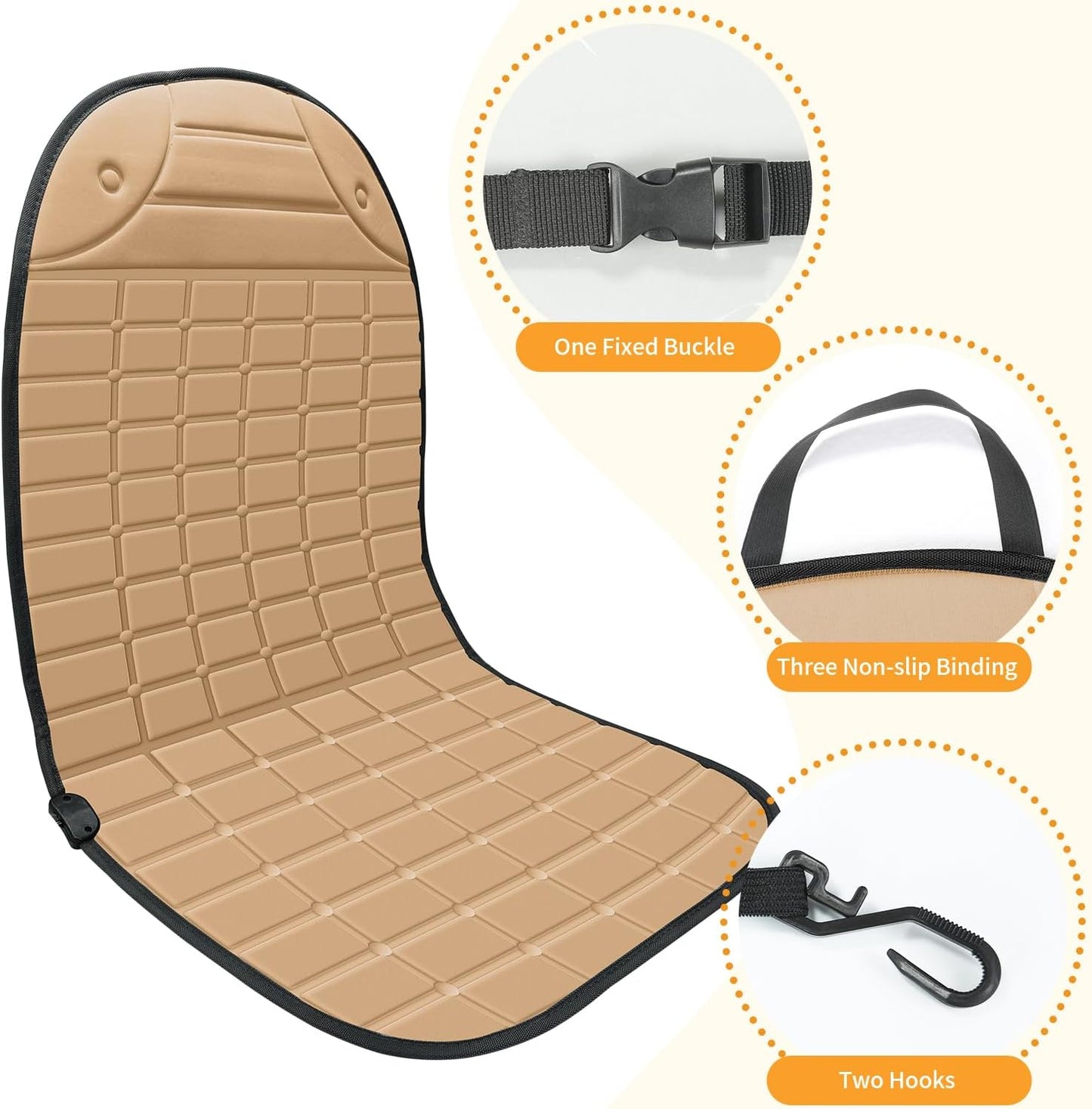 Seat Cover for Cold Weather, Winter Seat Cushion with Adjustanle Buckle for Full Back and Seat (2, Khaki)