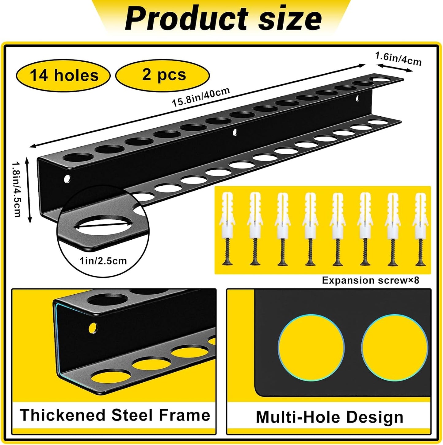 Screw Driver Holder Wall Mount,Screwdriver Organizer, Metal Plier Organizer Wall Mount, Screwdriver Garage Tool Storage Rack for Garage Workshop Workbench Edge Tool Chest Cart, 2 PCS