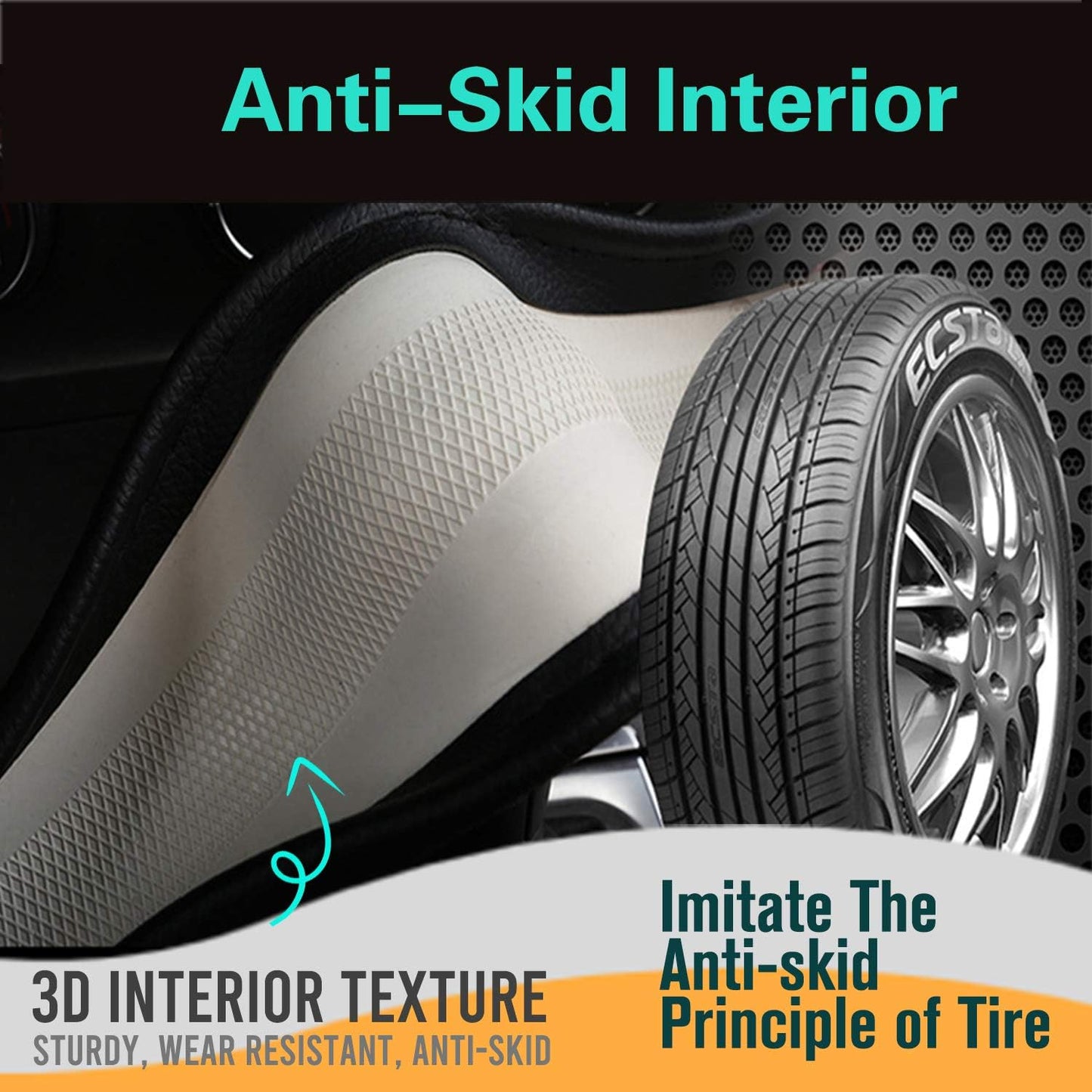 PINCTROT D Shaped 14.5-15 Inch Steering Wheel Cover Great Grip with 3D Honeycomb Anti-Slip Design, Flat Bottom 14.5-15 Inch (Wine Red)