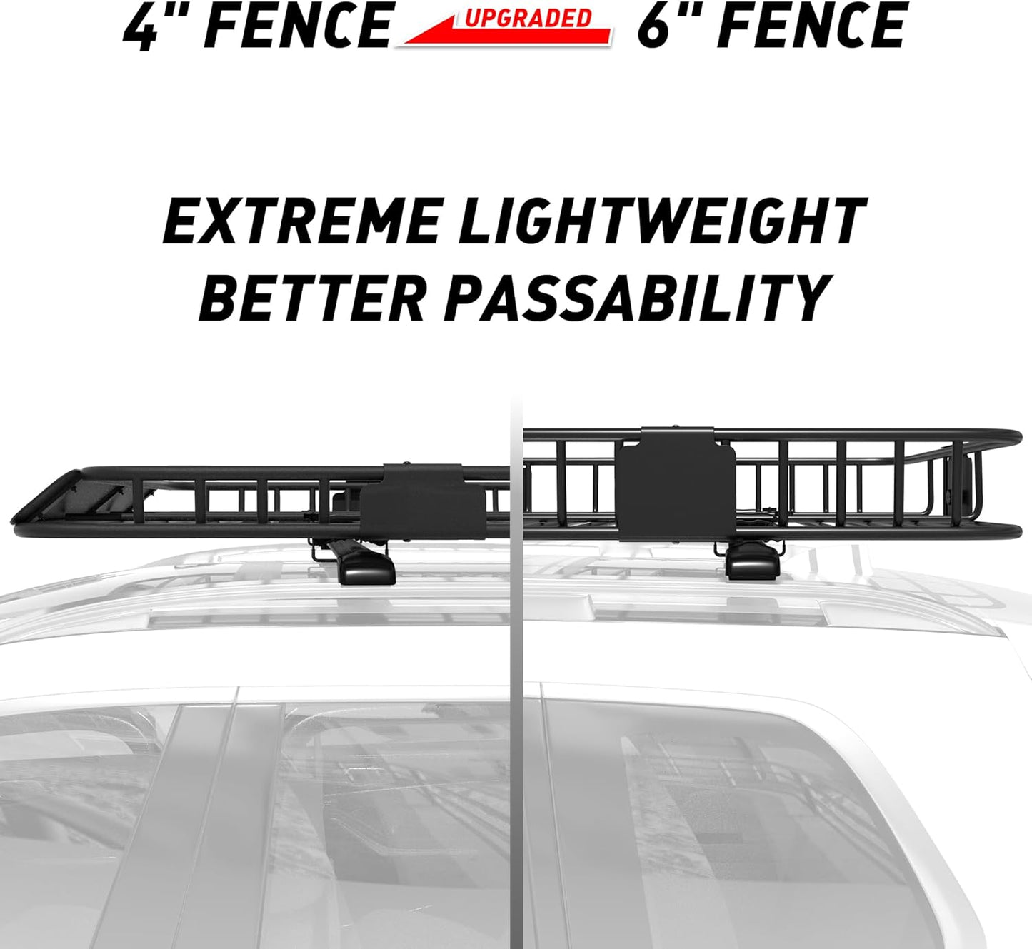 WILDROAD Car Roof Cargo Carrier Combo of Upgraded 64"x 39"x 4" Roof Rack Cargo Basket, Super Duty Bungee Cargo Net. Universal Car Top Luggage Holder Carrier Basket Fits for SUV Truck Cars