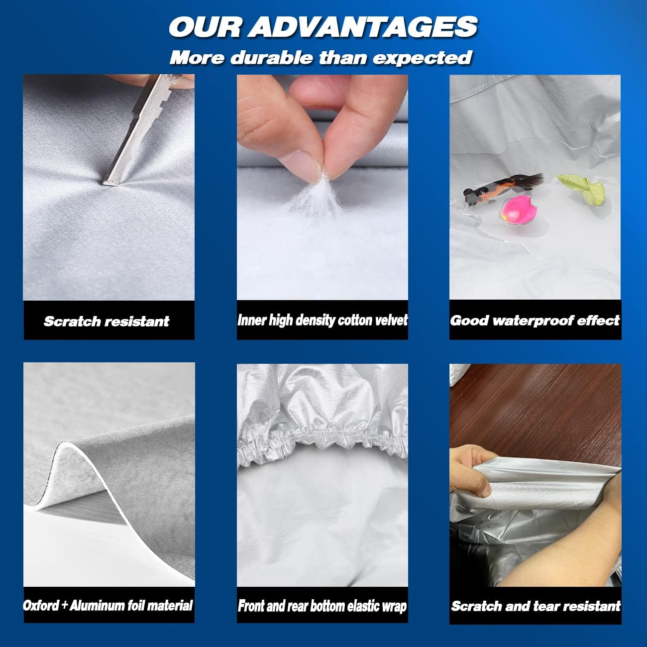 TUCAREST 6 Layers Full Car Cover for Sedan/Wagon/Coupe/Hatchback - Waterproof, Insulated, Anti-UV, Snow-Proof, Anti-Wind, All-Weather, Thickened Protection, up to 208 in