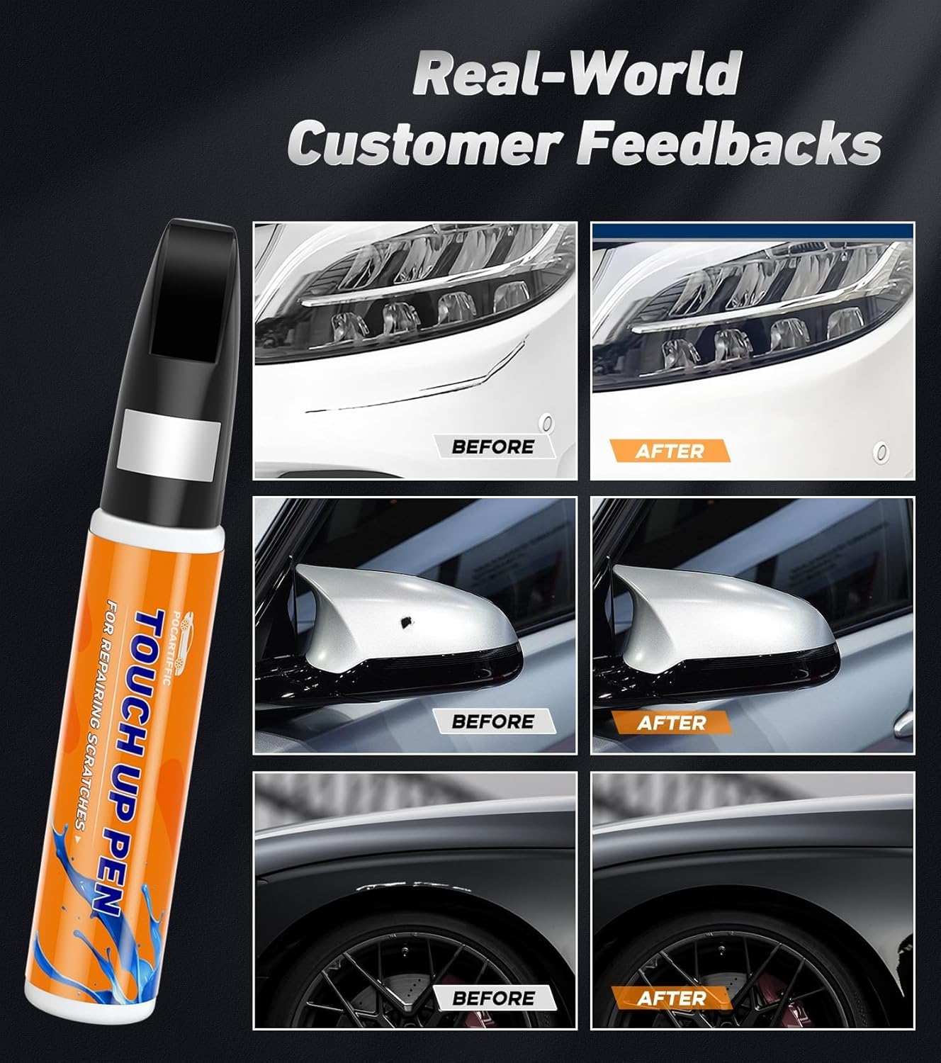 White Touch Up Paint for Car, Car Paint Scratch Repair, White Car Paint Touch Up, Auto Paint Repair Pen, Color Accurate Scratch Remover