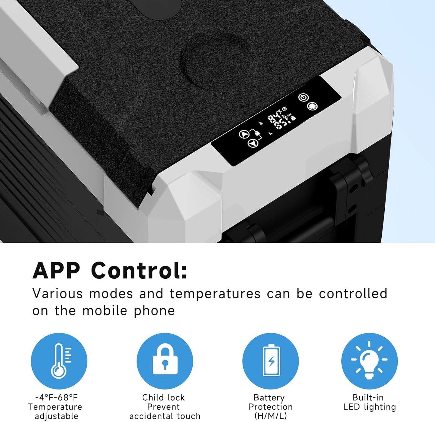 SubSun12V Cooler Car Fridge, 48QT -4℉~68℉ Fast Cooling Car Refrigerator, Portable Freezer with 12/24V DC and 110-220V AC, Electric Cooler for Camping, Road Trip and Boat