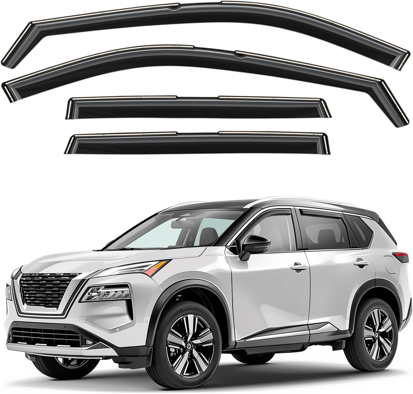 Window Deflectors Smoke Tinted In-Channel Side Window Vent Visor Deflectors Rain Guards Compatible with Rogue 2021-2025 - 4pcs. GW0604