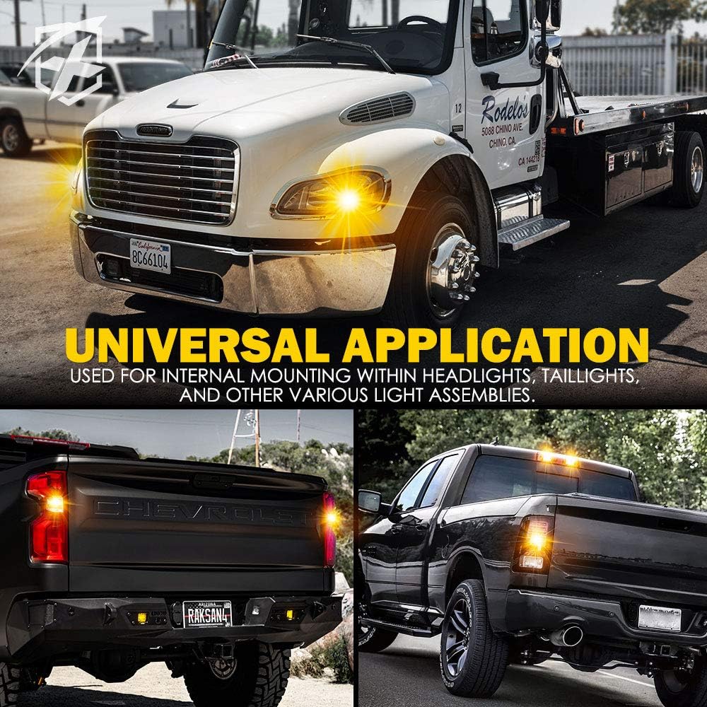 Xprite Amber LED Hideaway Strobe Lights Kit 20 Flashing Patterns w/Control Panel Headlights Taillights Fog Marker Light Mounting, for Roadside Emergency Vehicles Trucks SUV Vans 12V Cars 6 PCs