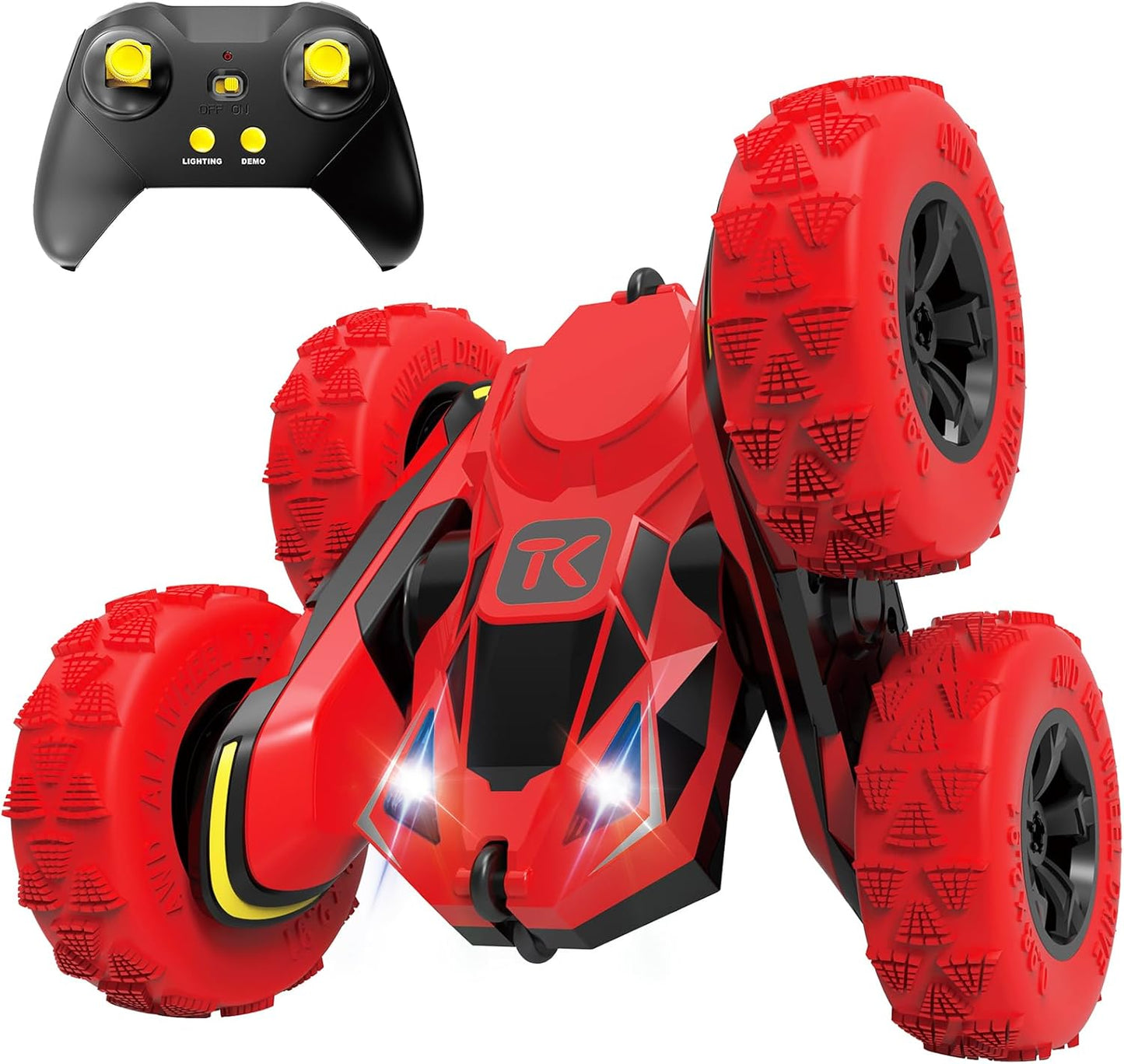 Threeking RC Stunt Car Remote Control Cars with Lights Double-Sided Driving Indoor Outdoor Toys Gifts Presents for 6 7 8 9 10 11 12 Year Old Kids Boys Girls