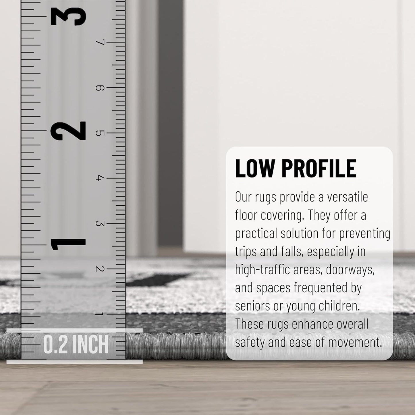 Ottomanson 20" x 59" Laundry Room Rug - Non-Slip Mat for Laundry & Mudroom - Durable, Stain-Resistant, and Easy to Clean - Perfect for High-Traffic Areas - Runner Rug for Entryway Bathroom, Gray